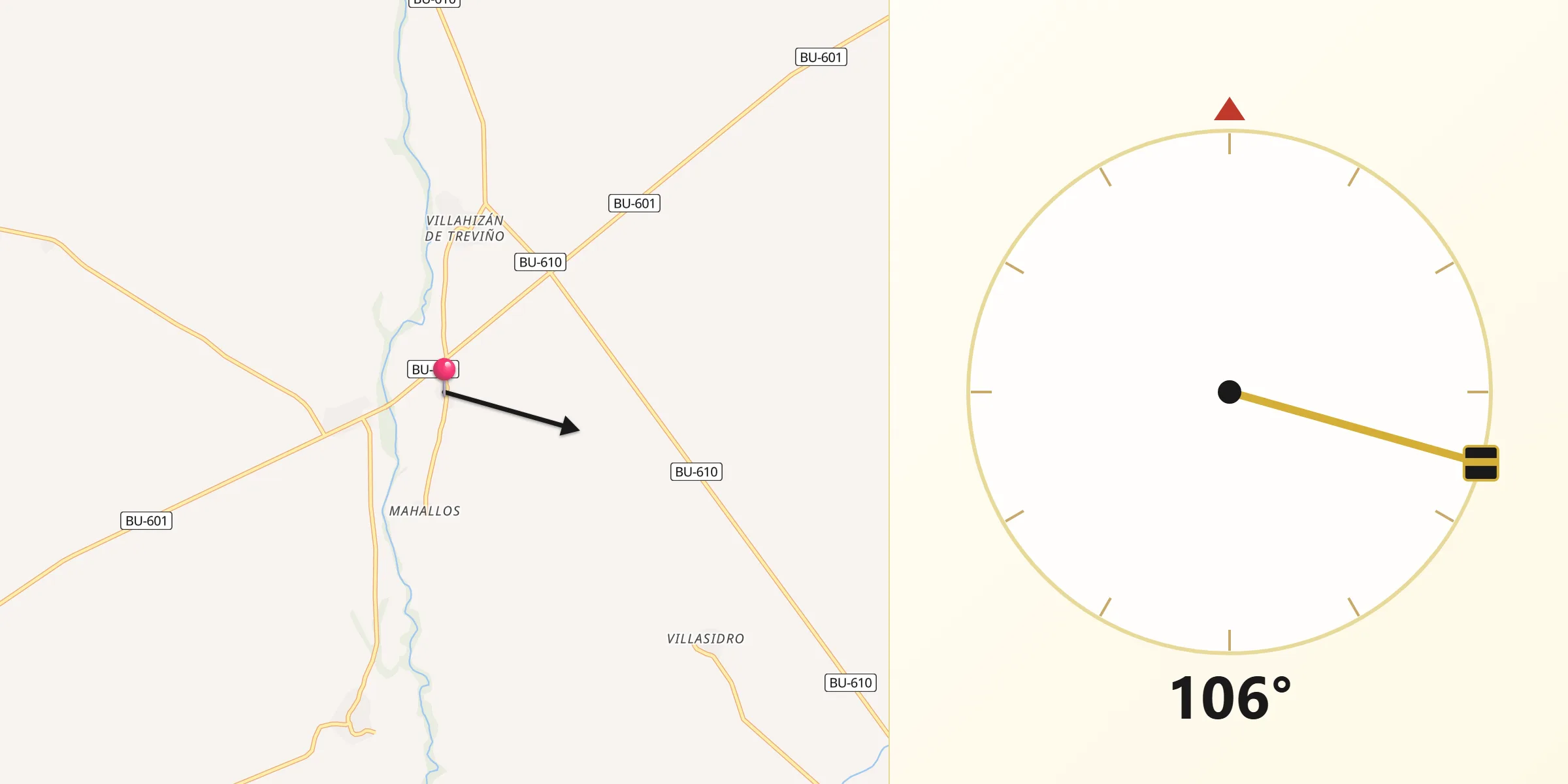 Dirección de la Qibla desde Sordillos