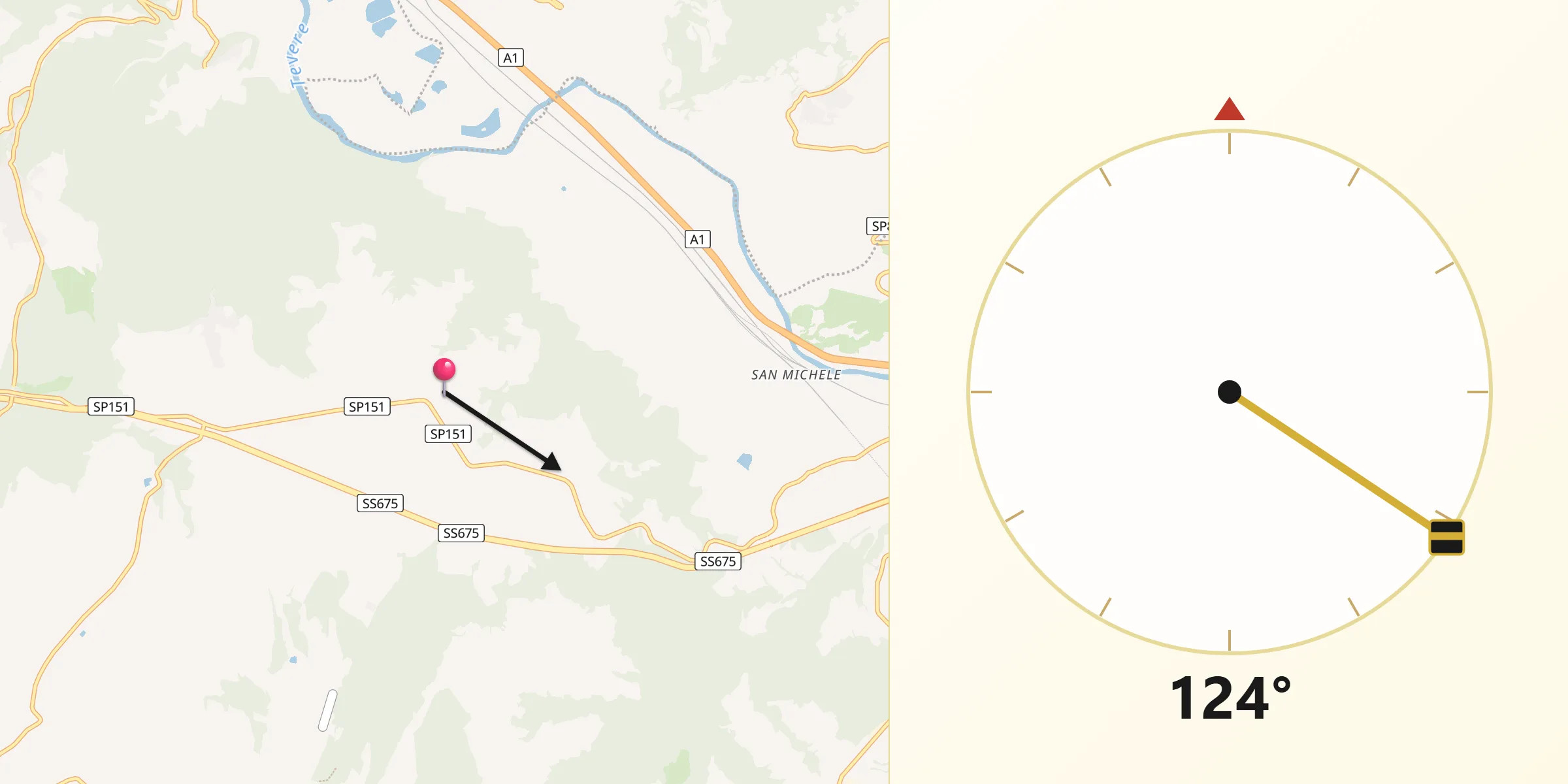 Direzione della Qibla da Bassano in Teverina