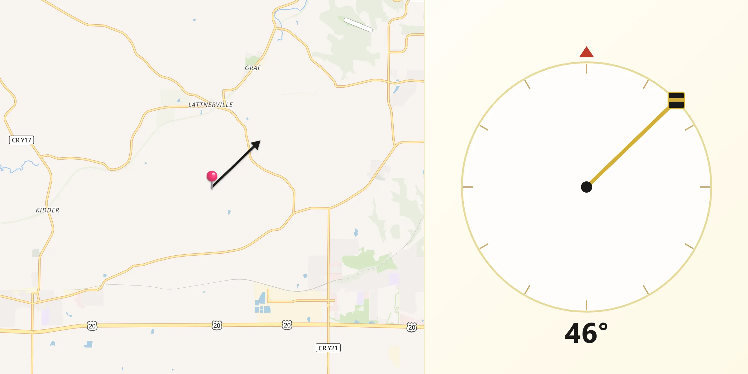 Qibla Direction from Dubuque County