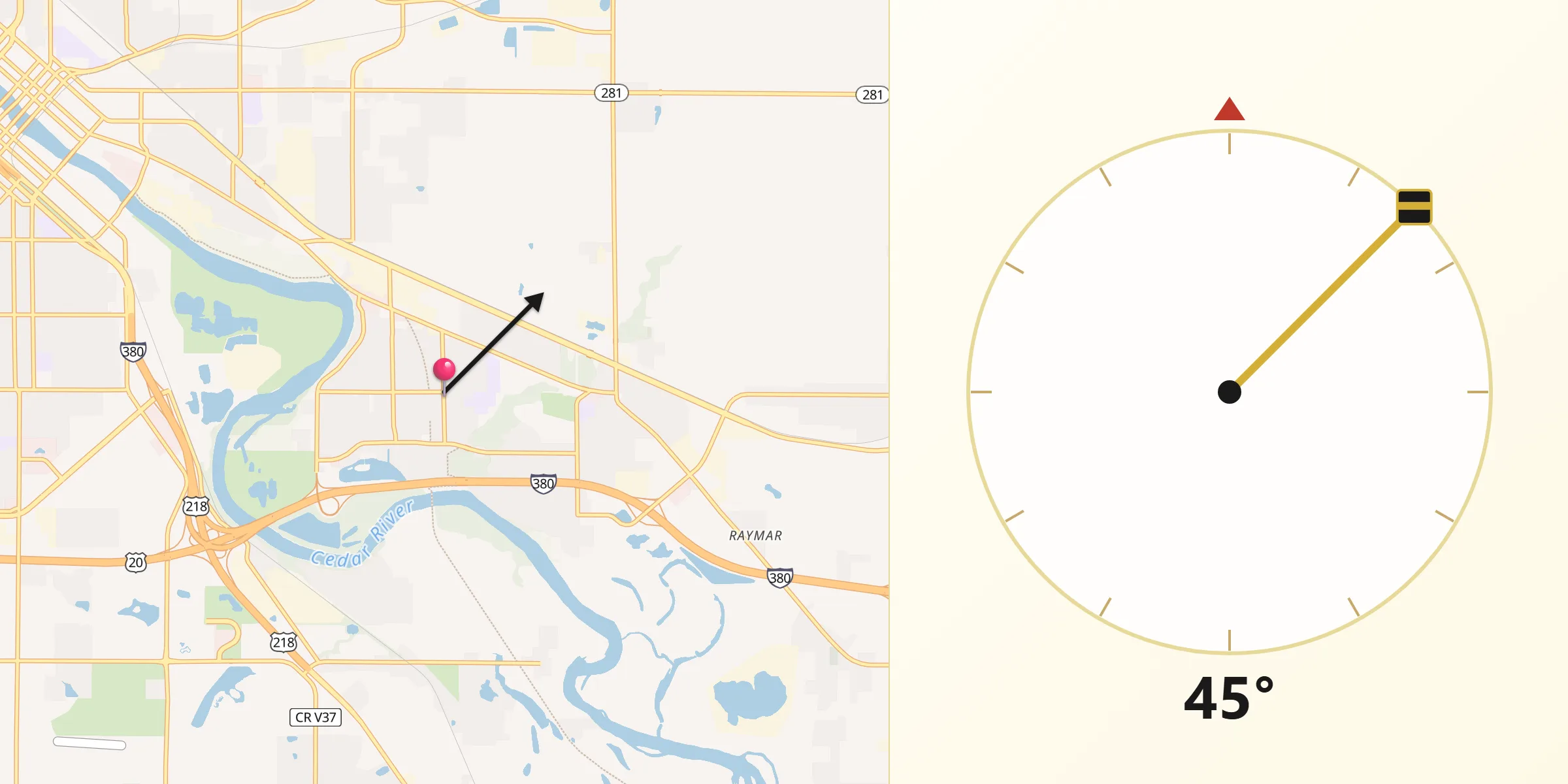 Qibla Direction from Evansdale
