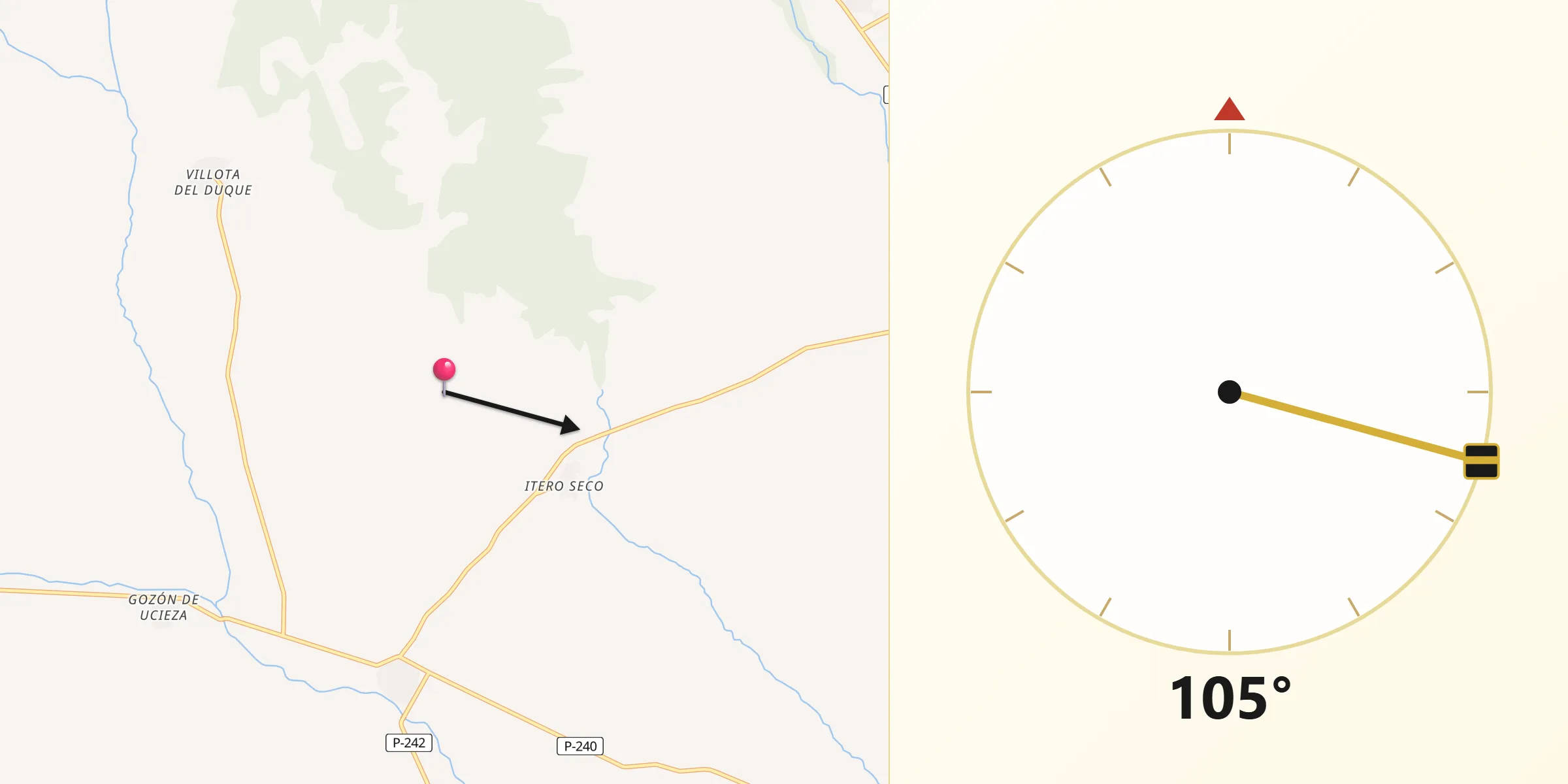 Dirección de la Qibla desde Loma de Ucieza