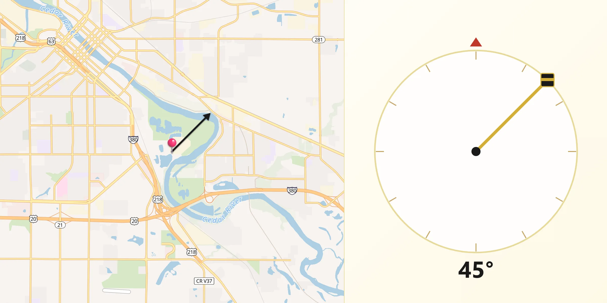 Qibla Direction from Black Hawk