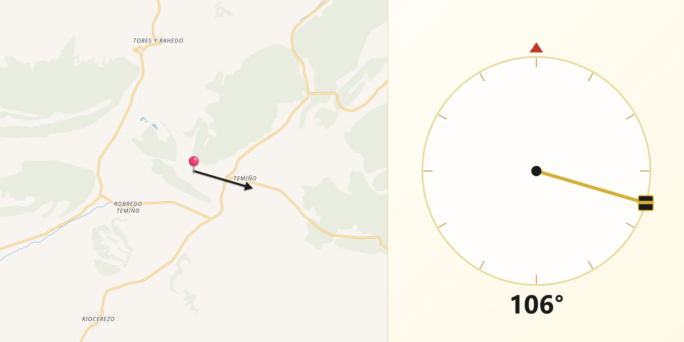 Dirección de la Qibla desde Valle de las Navas