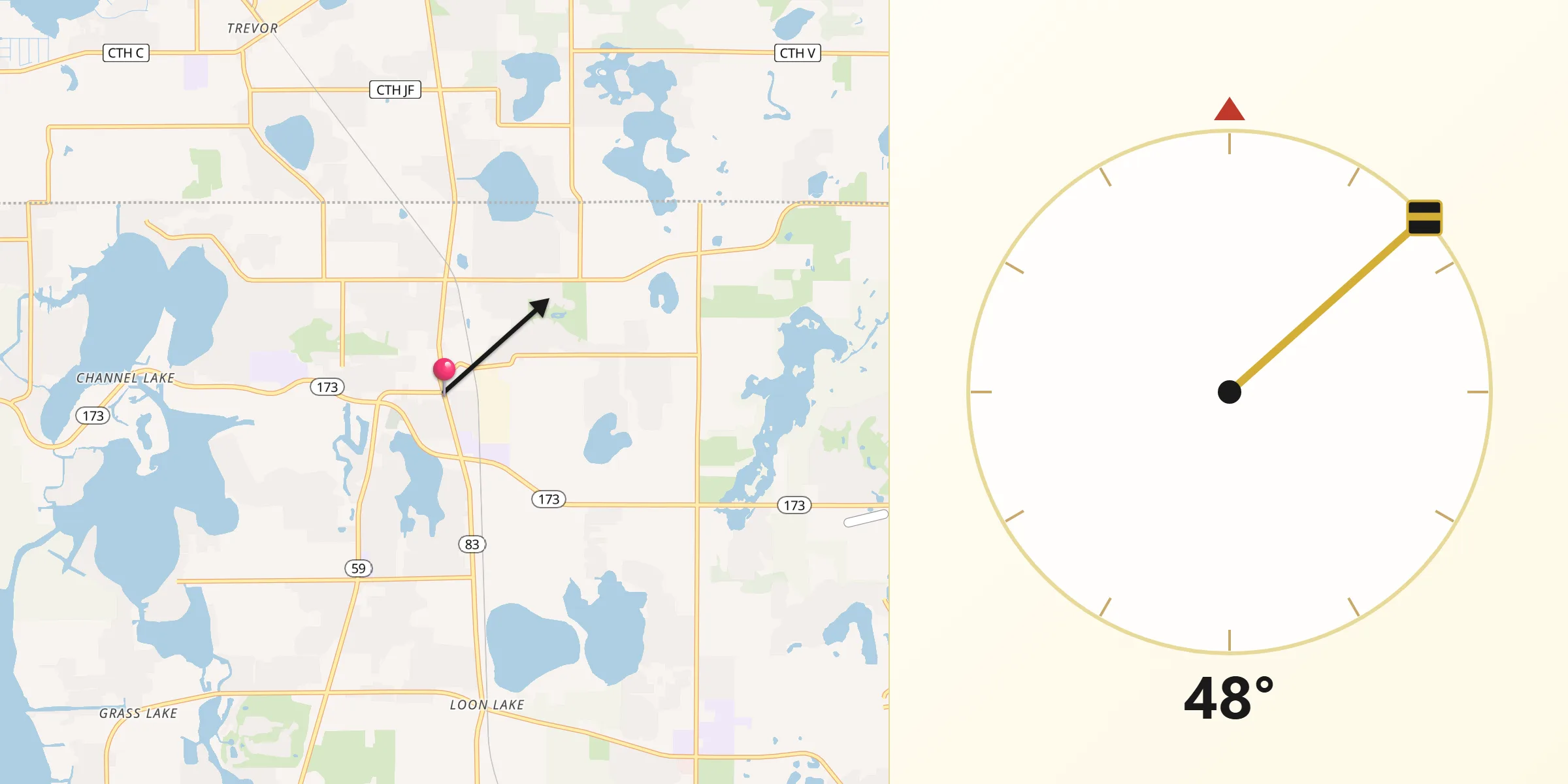 Dirección de la Qibla desde Antioch