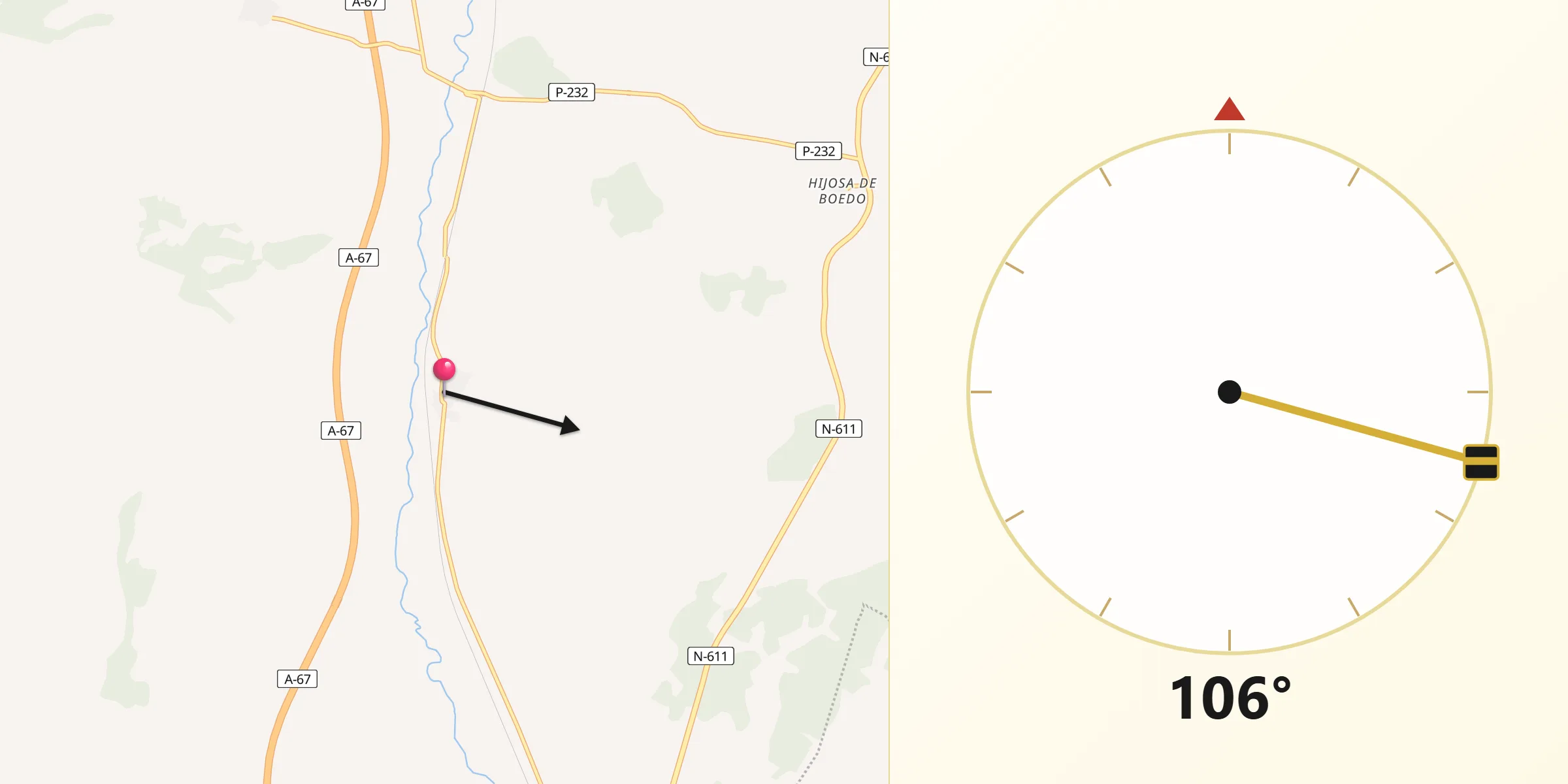 Dirección de la Qibla desde Espinosa de Villagonzalo