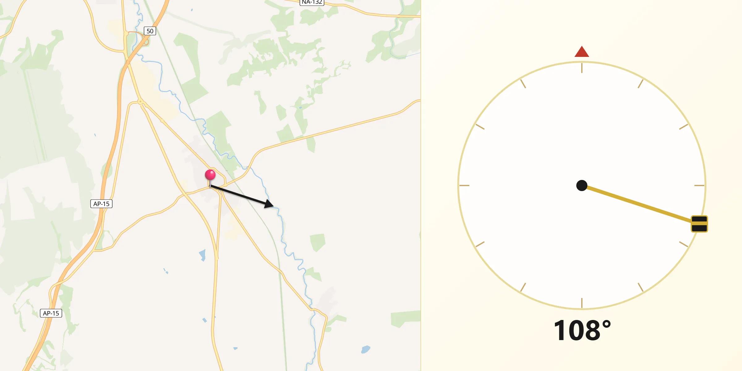 Dirección de la Qibla desde Olite