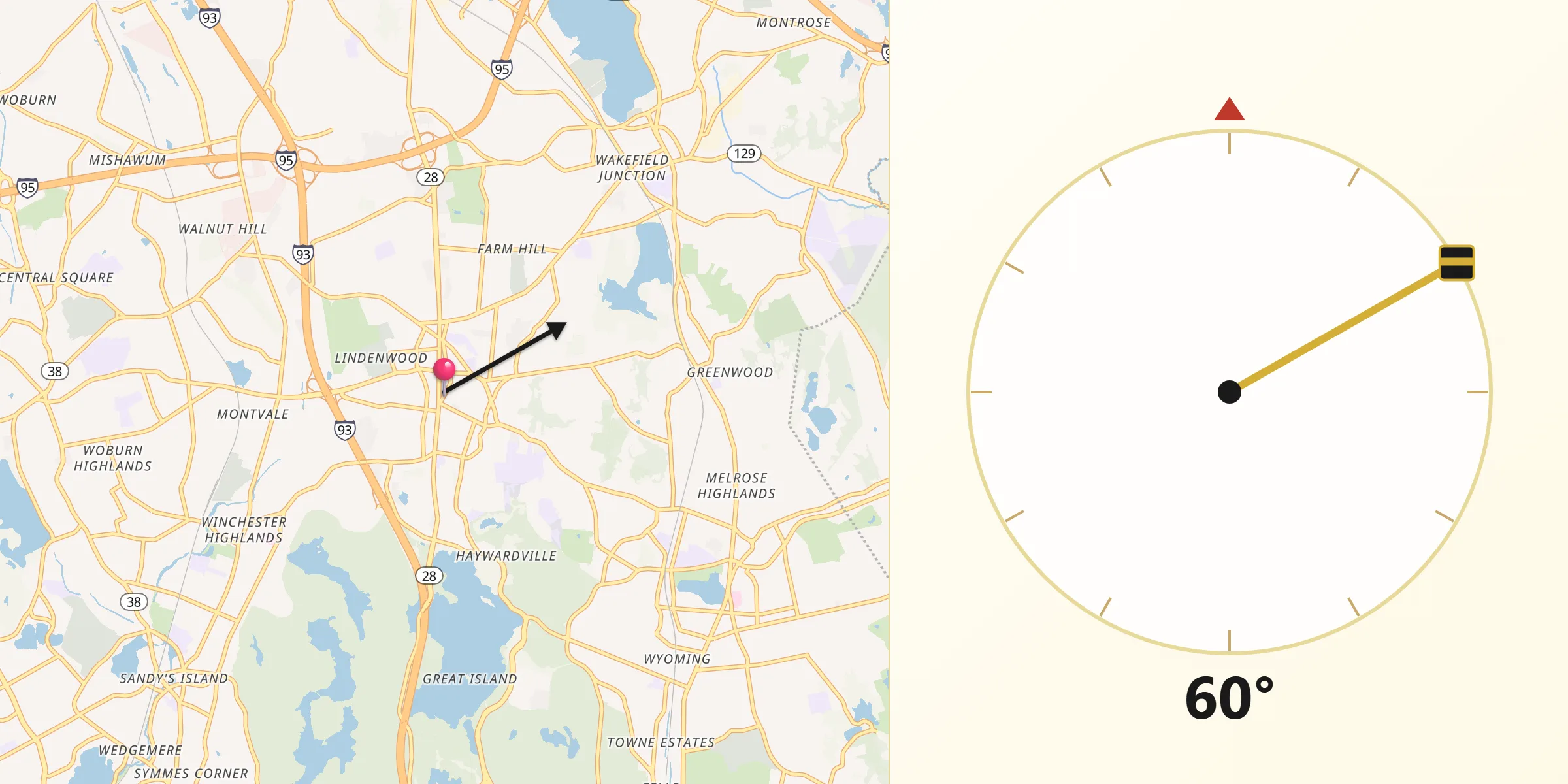 Qibla Direction from Stoneham