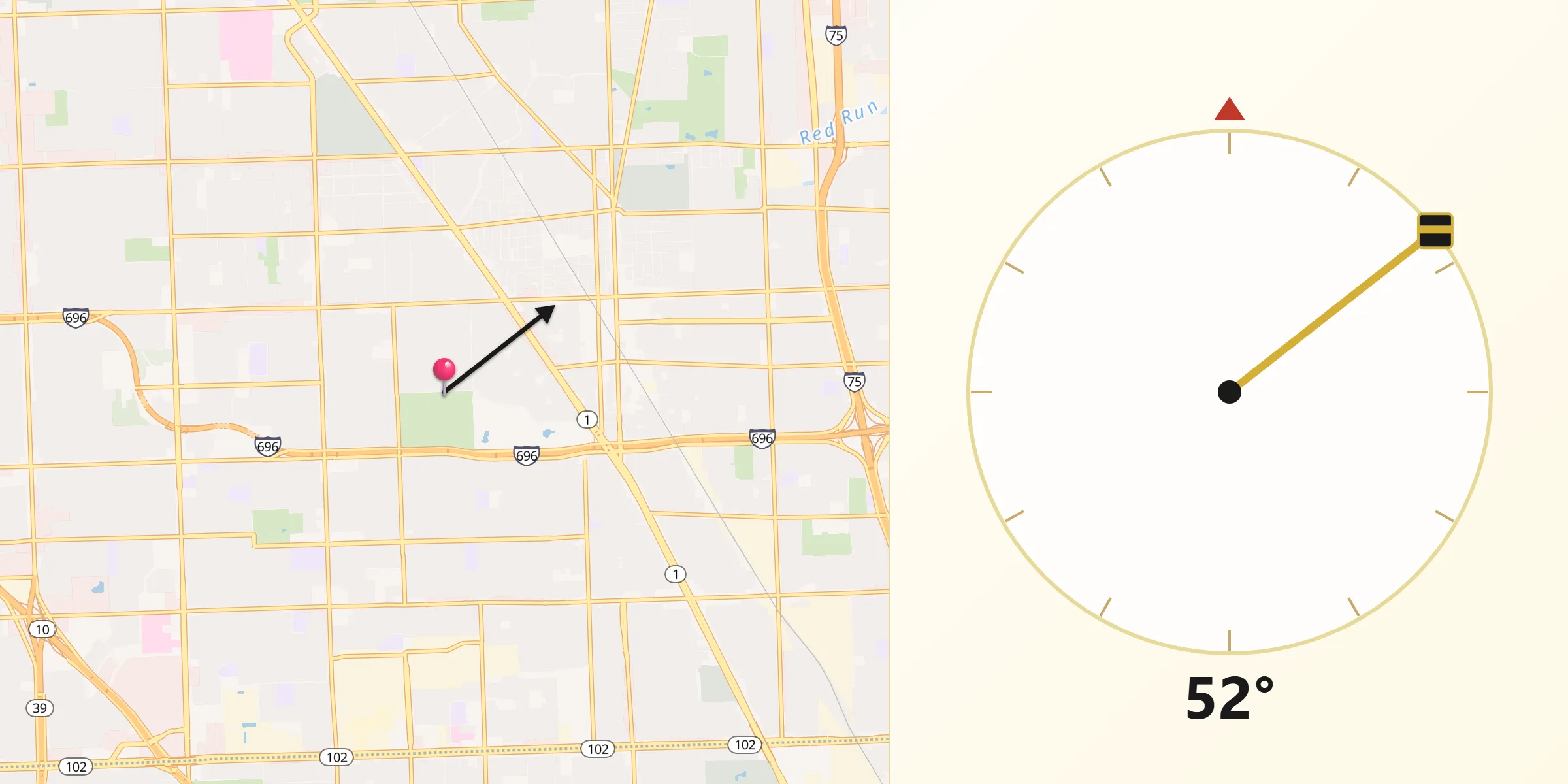 Qibla Direction from Huntington Woods