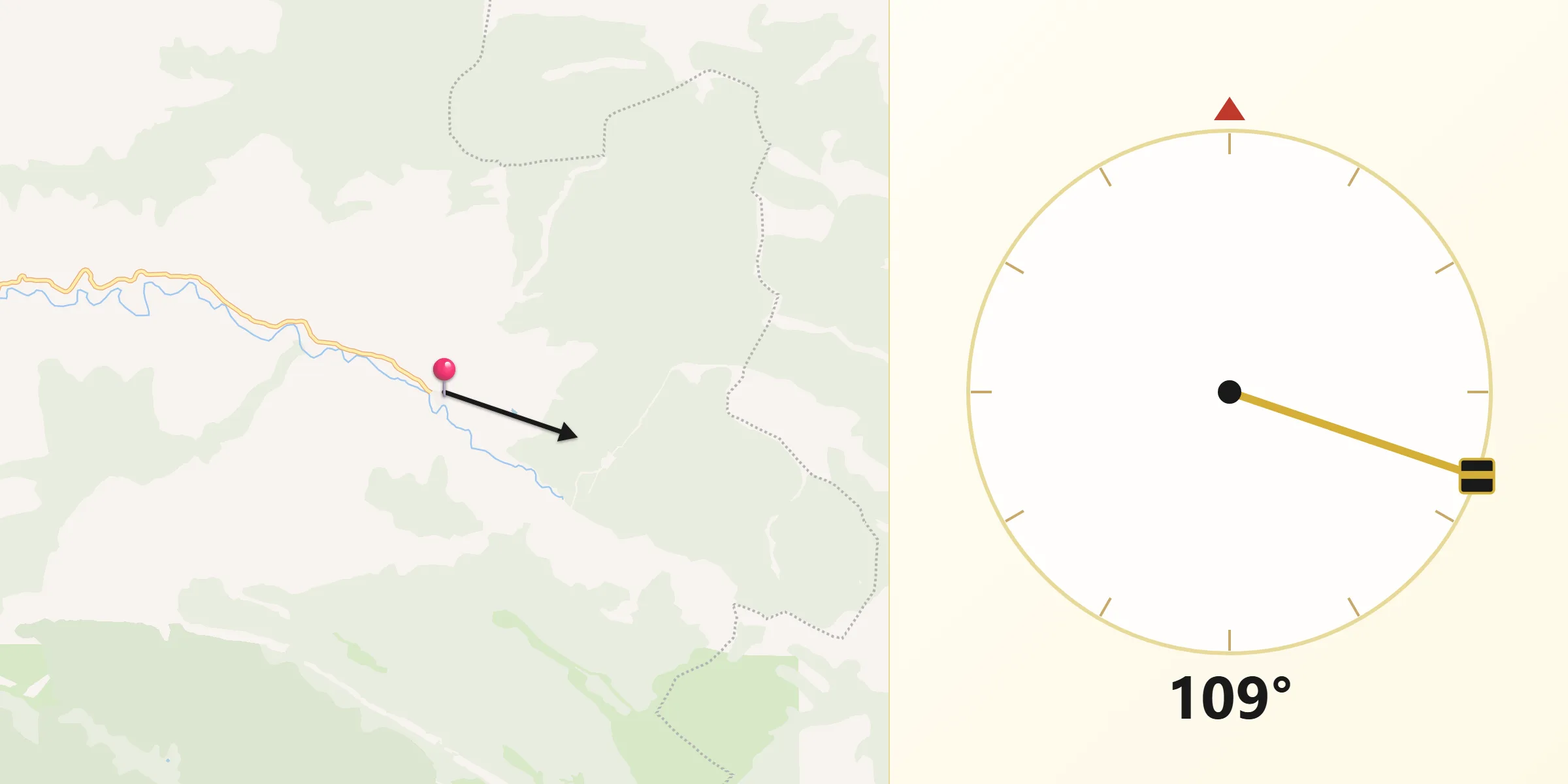 Dirección de la Qibla desde Longás