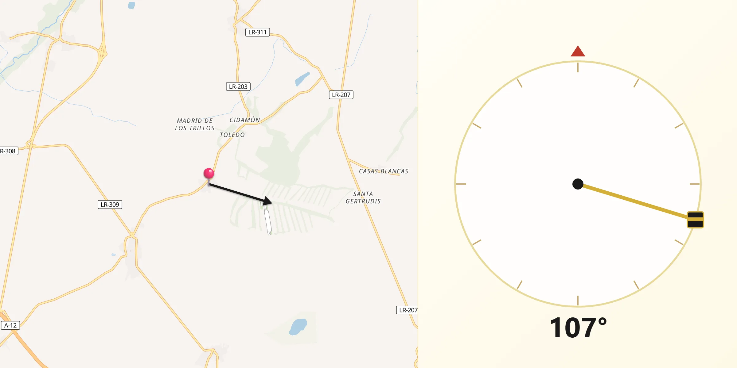 Dirección de la Qibla desde San Torcuato