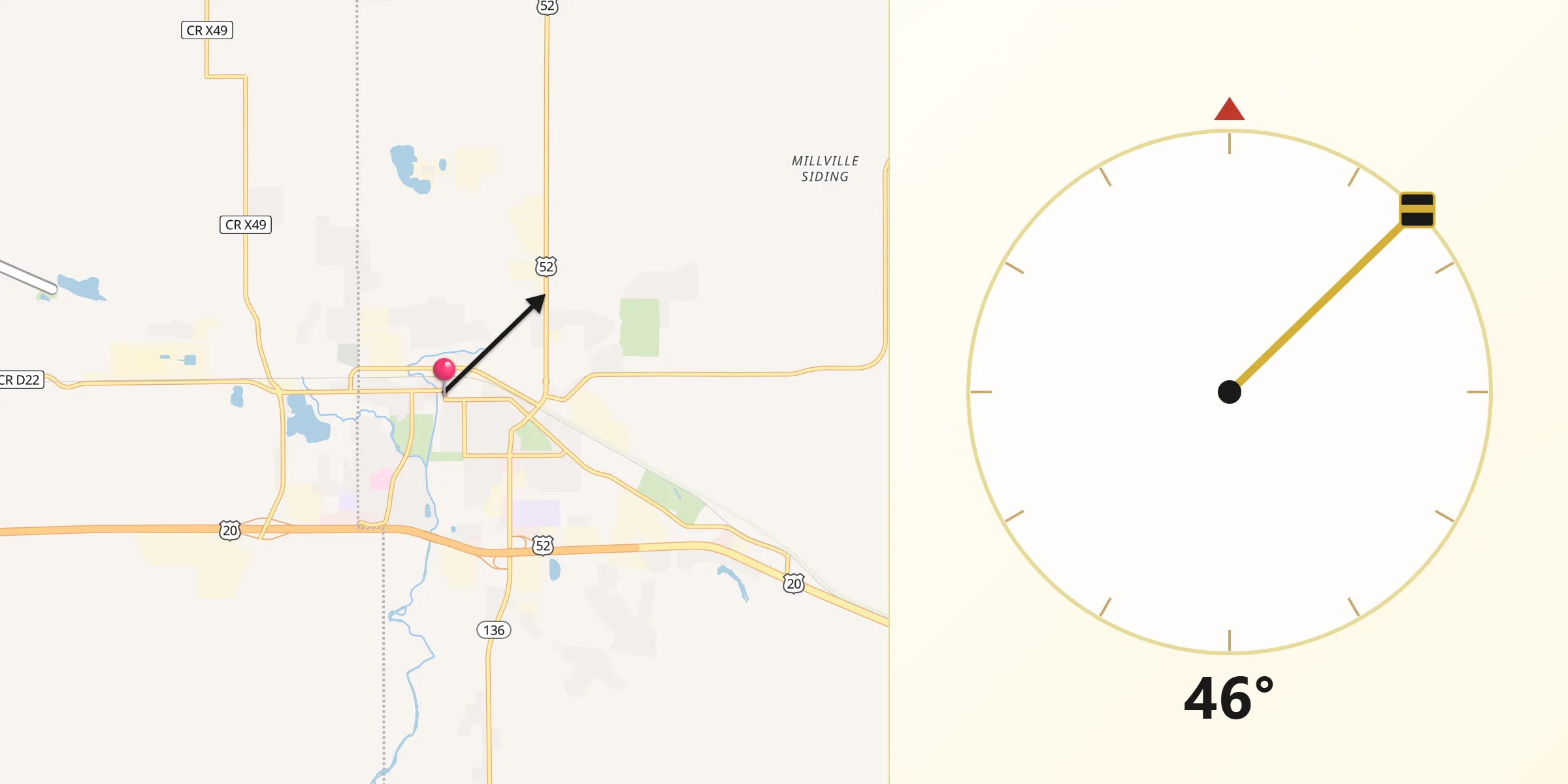 Qibla Direction from Dyersville