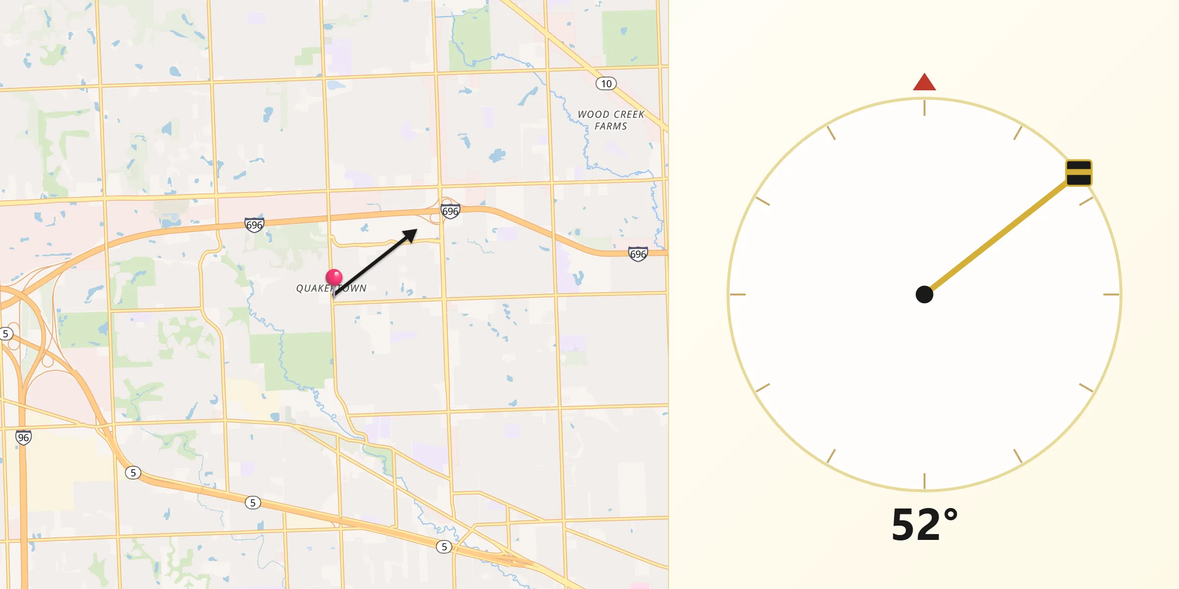 Qibla Direction from Farmington Hills