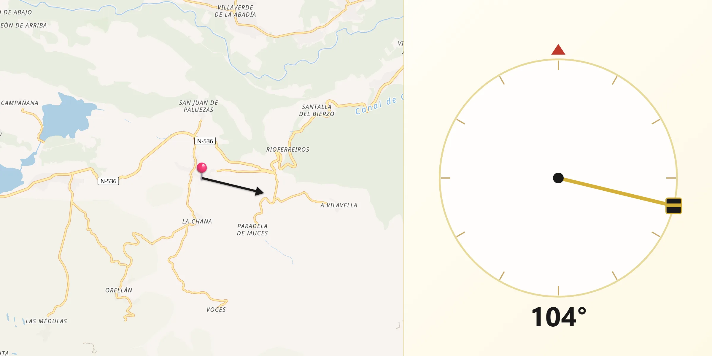 Dirección de la Qibla desde Borrenes