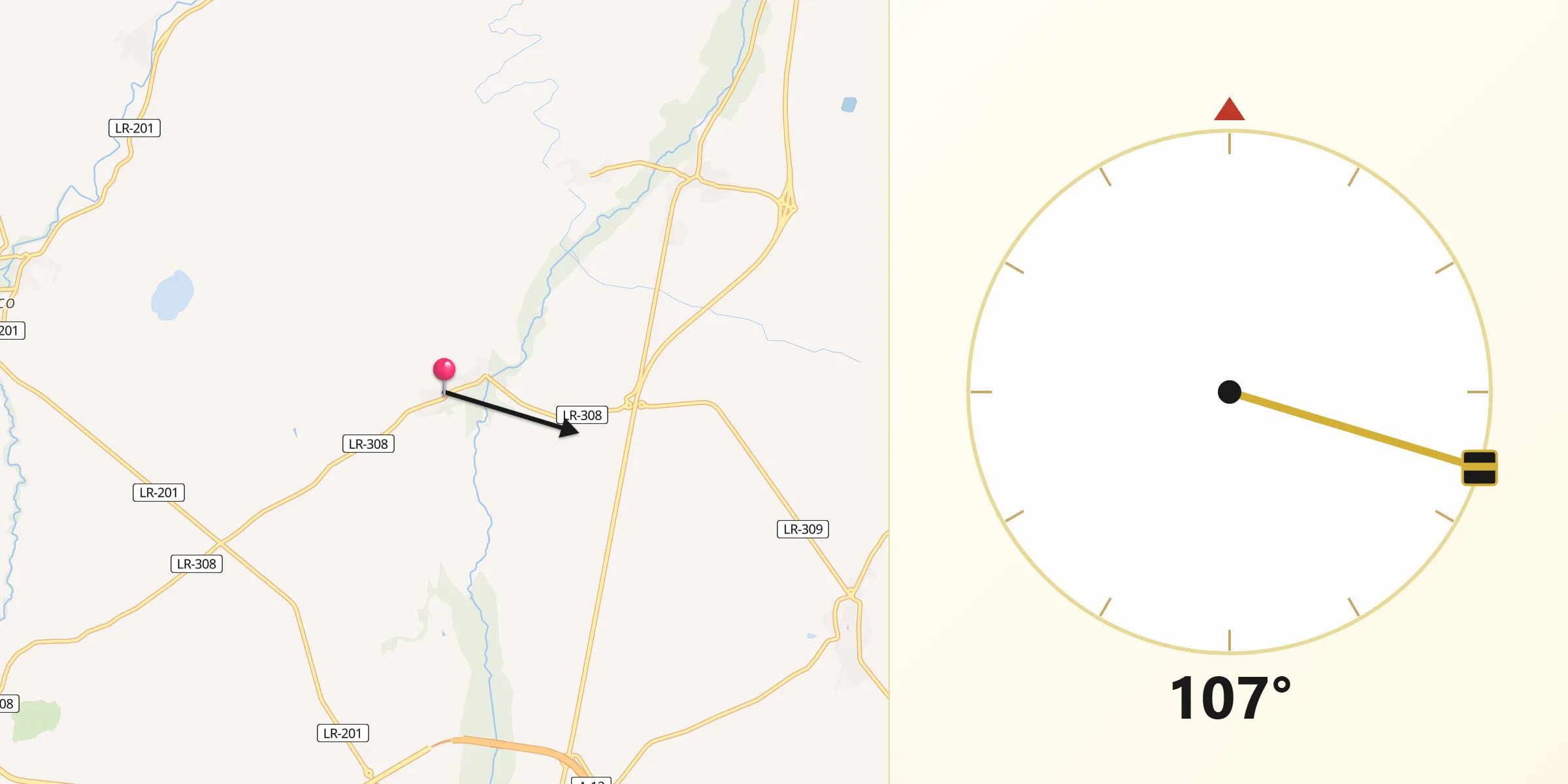 Dirección de la Qibla desde Villalobar de Rioja