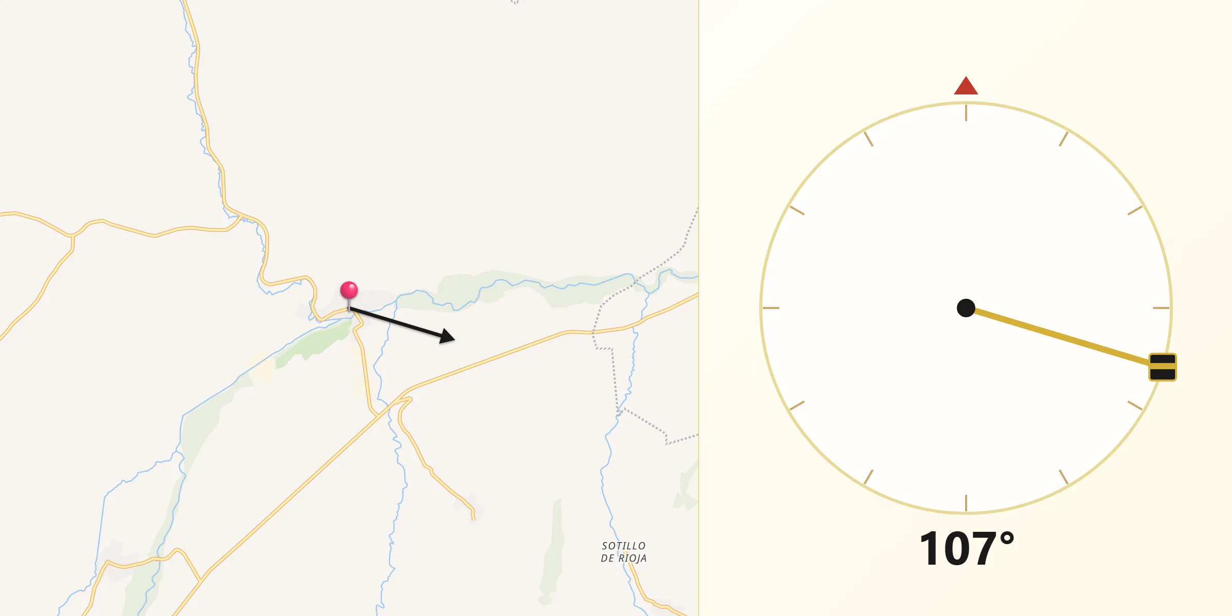 Dirección de la Qibla desde Cerezo de Río Tirón