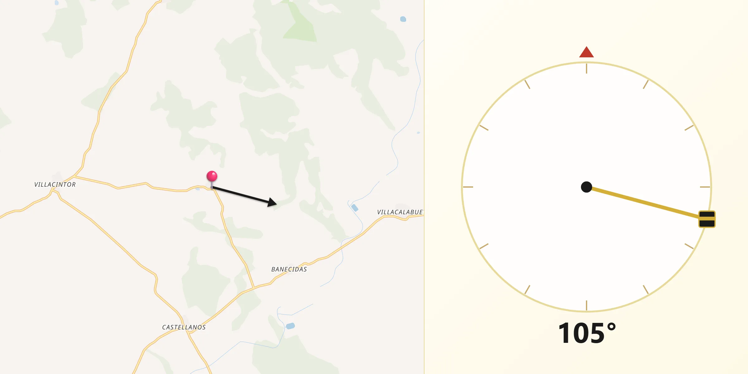 Dirección de la Qibla desde Santa María del Monte de Cea