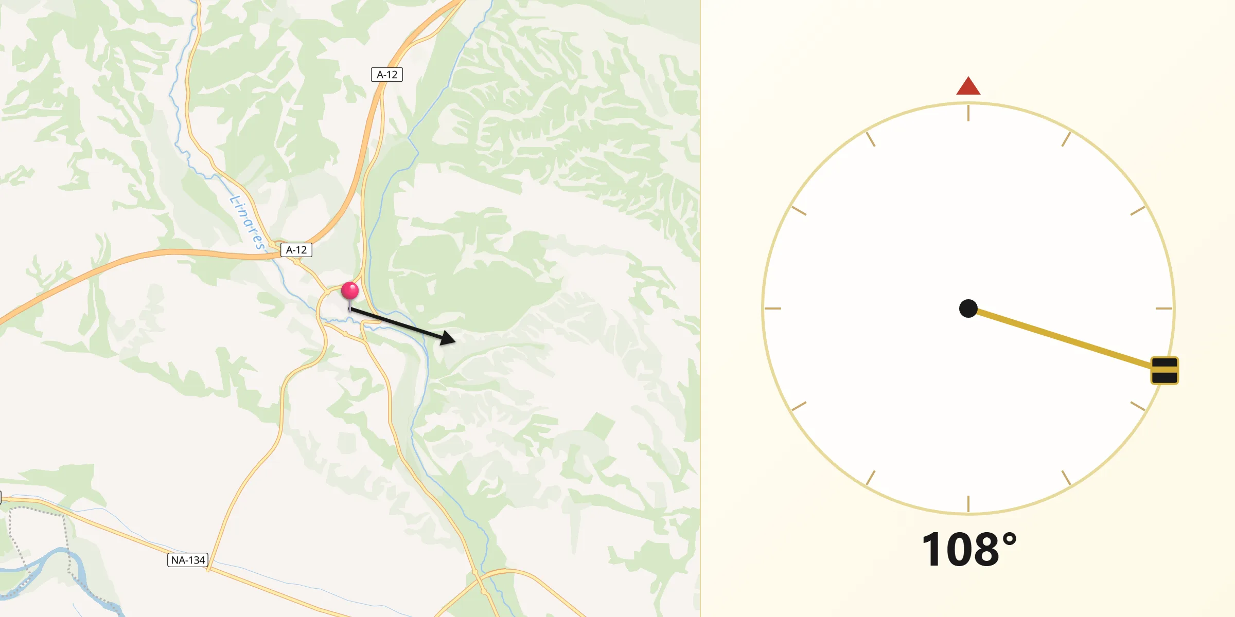 Dirección de la Qibla desde Lazagurría