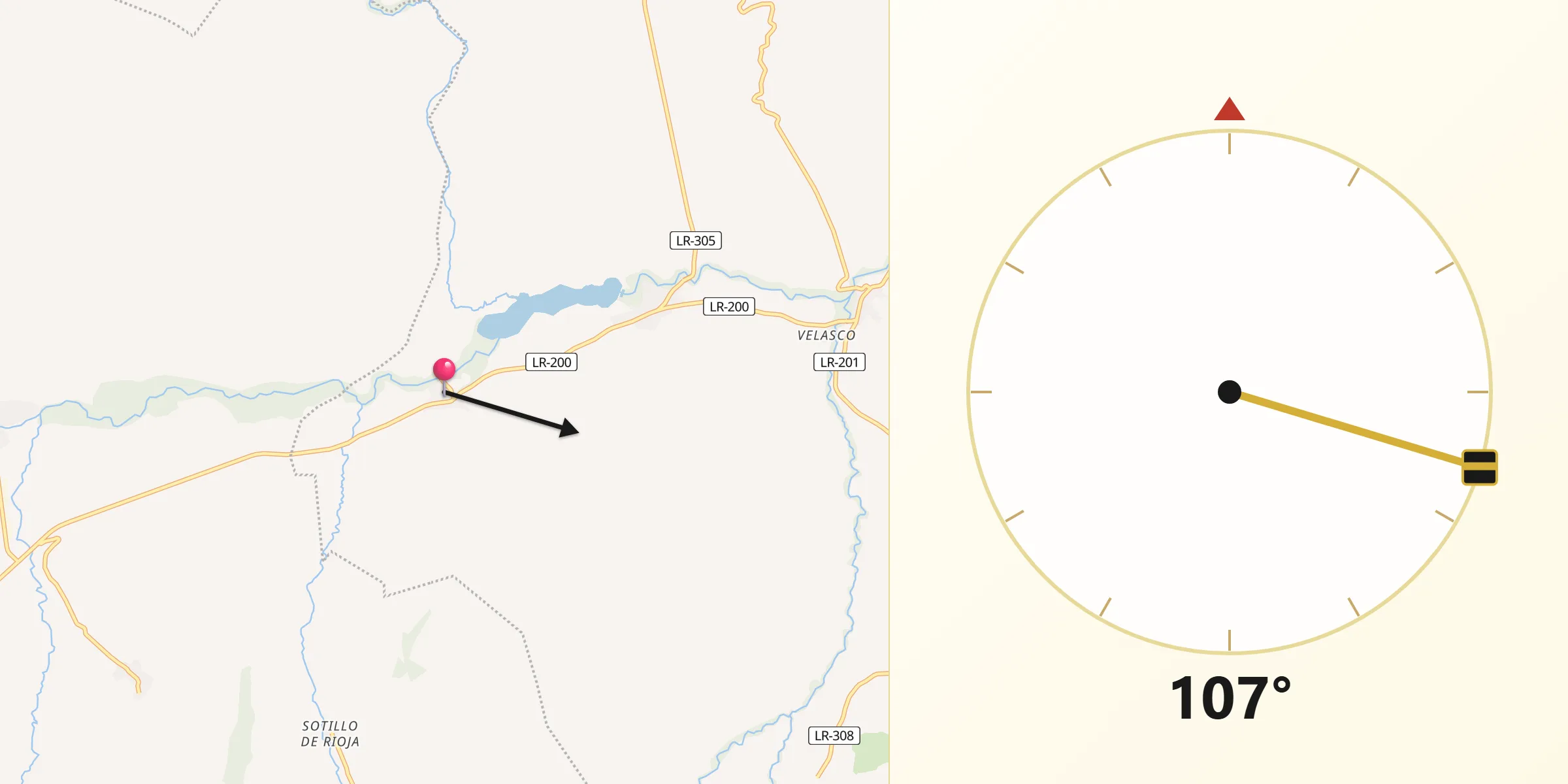 Dirección de la Qibla desde Tormantos