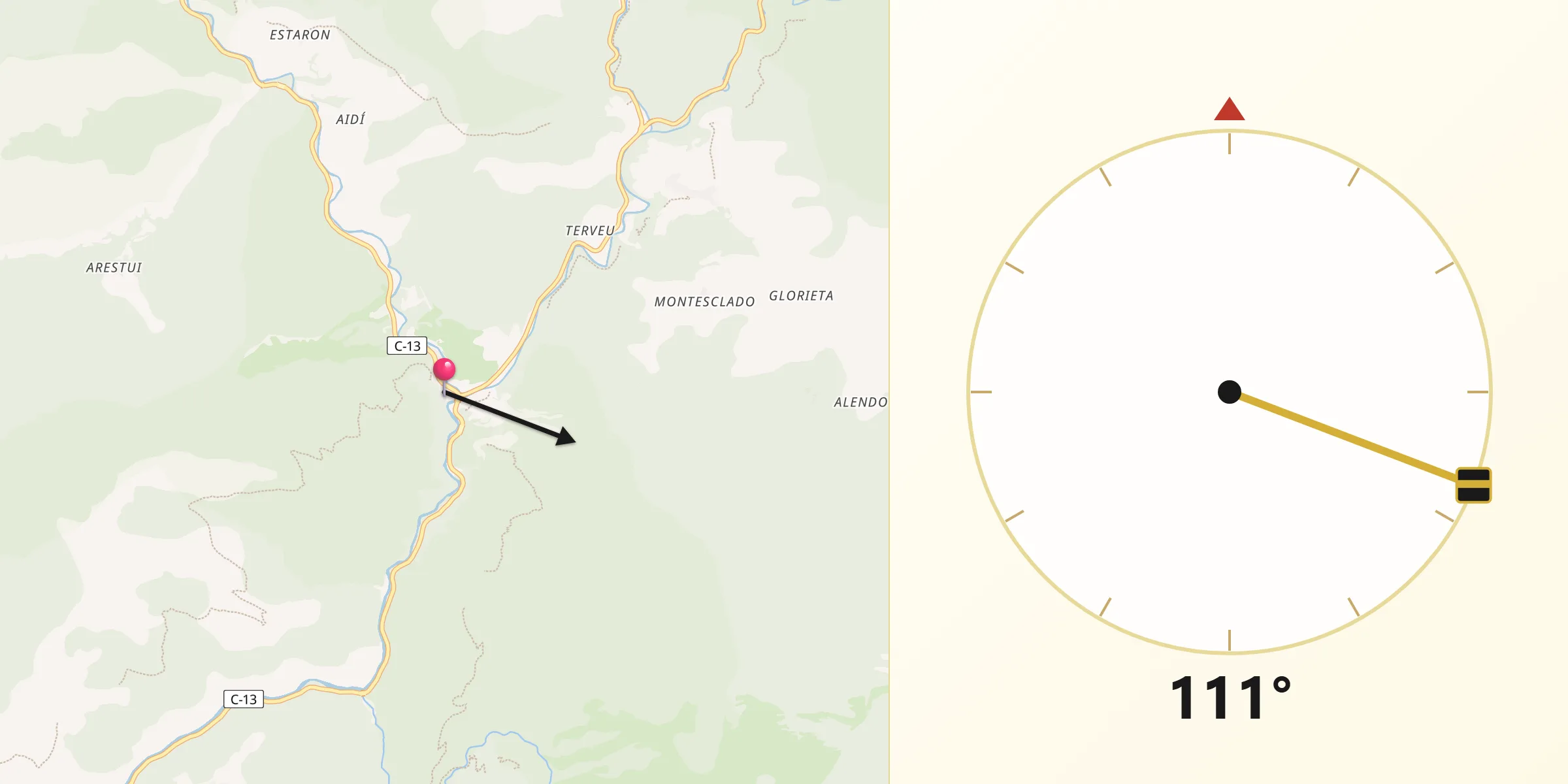 Dirección de la Qibla desde Llavorsí