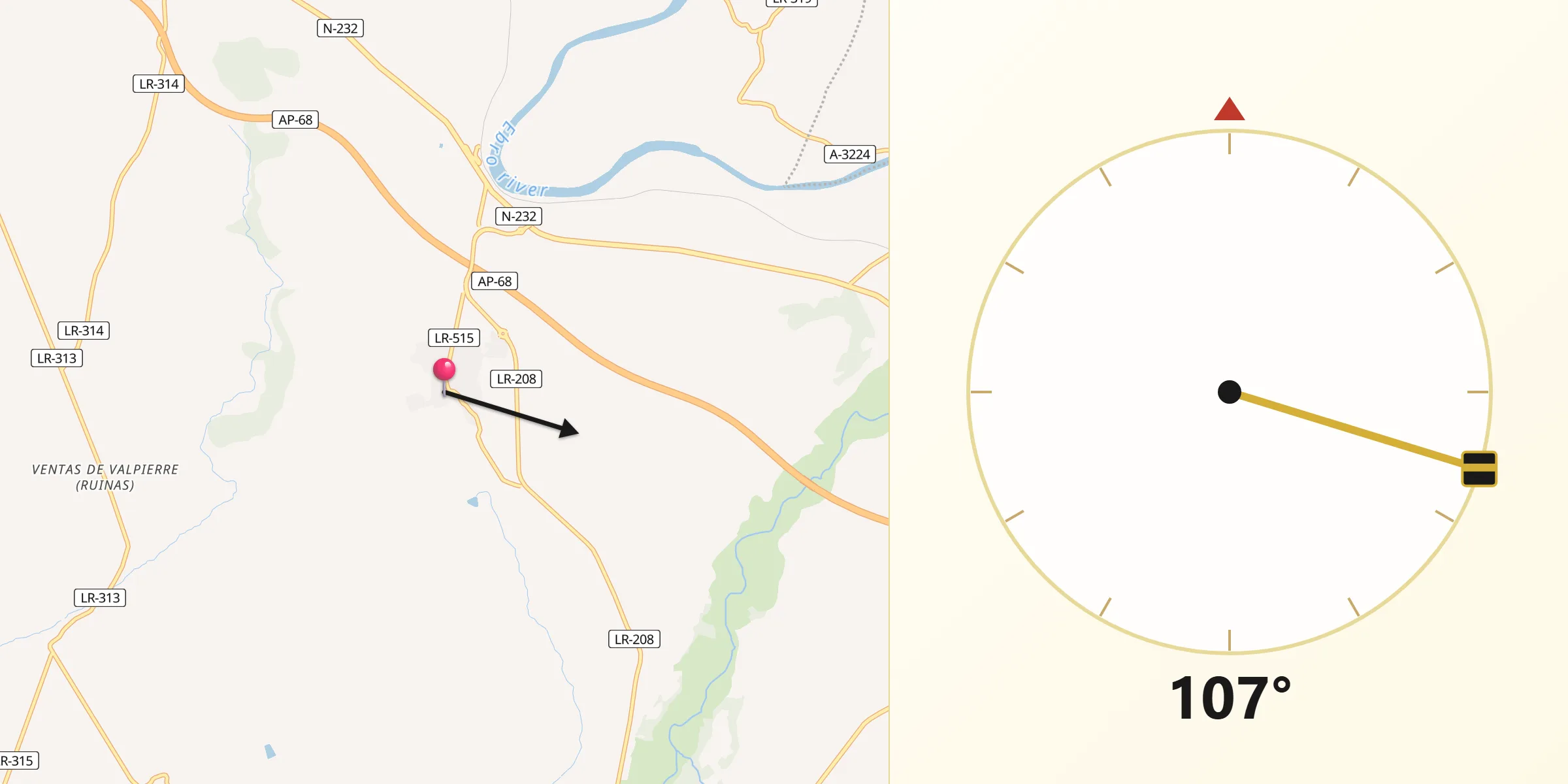 Dirección de la Qibla desde San Asensio