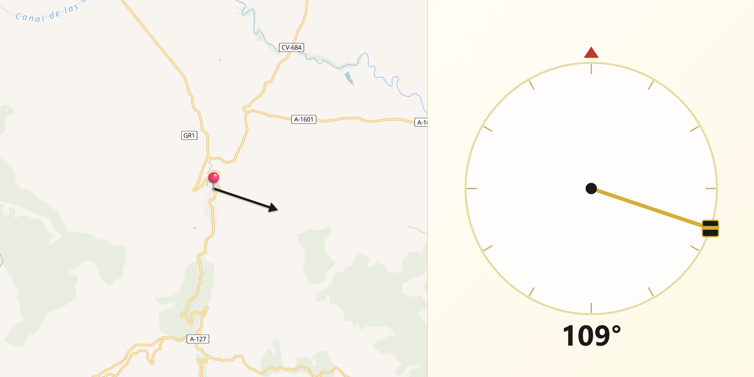 Dirección de la Qibla desde Sos del Rey Católico