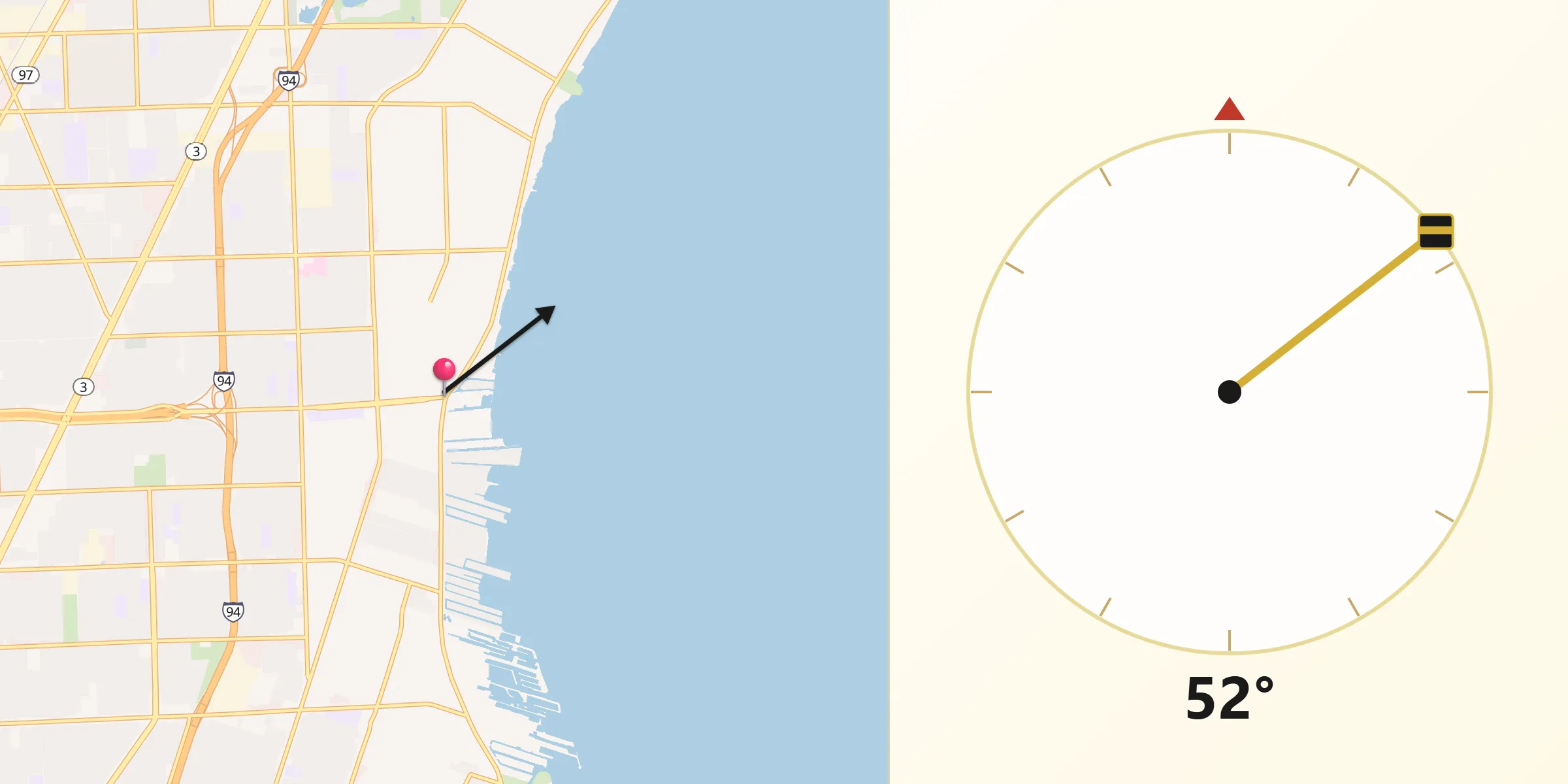 Qibla Direction from Saint Clr Shores