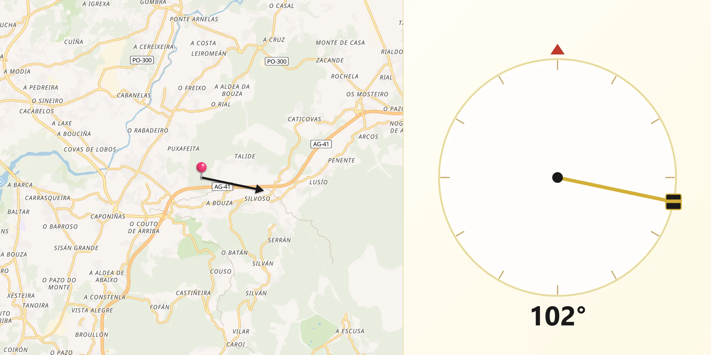 Dirección de la Qibla desde Meis