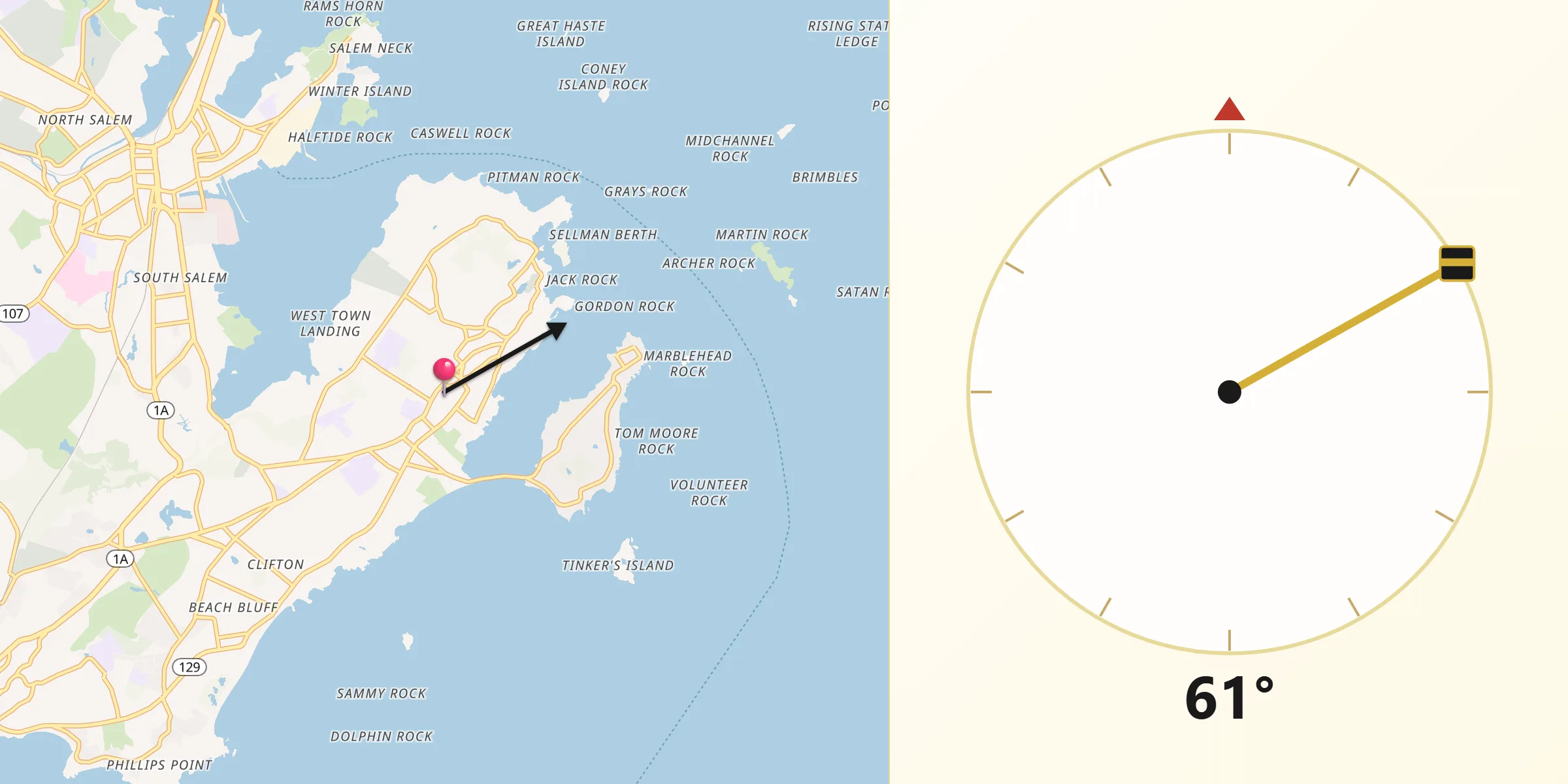 Qibla Direction from Marblehead