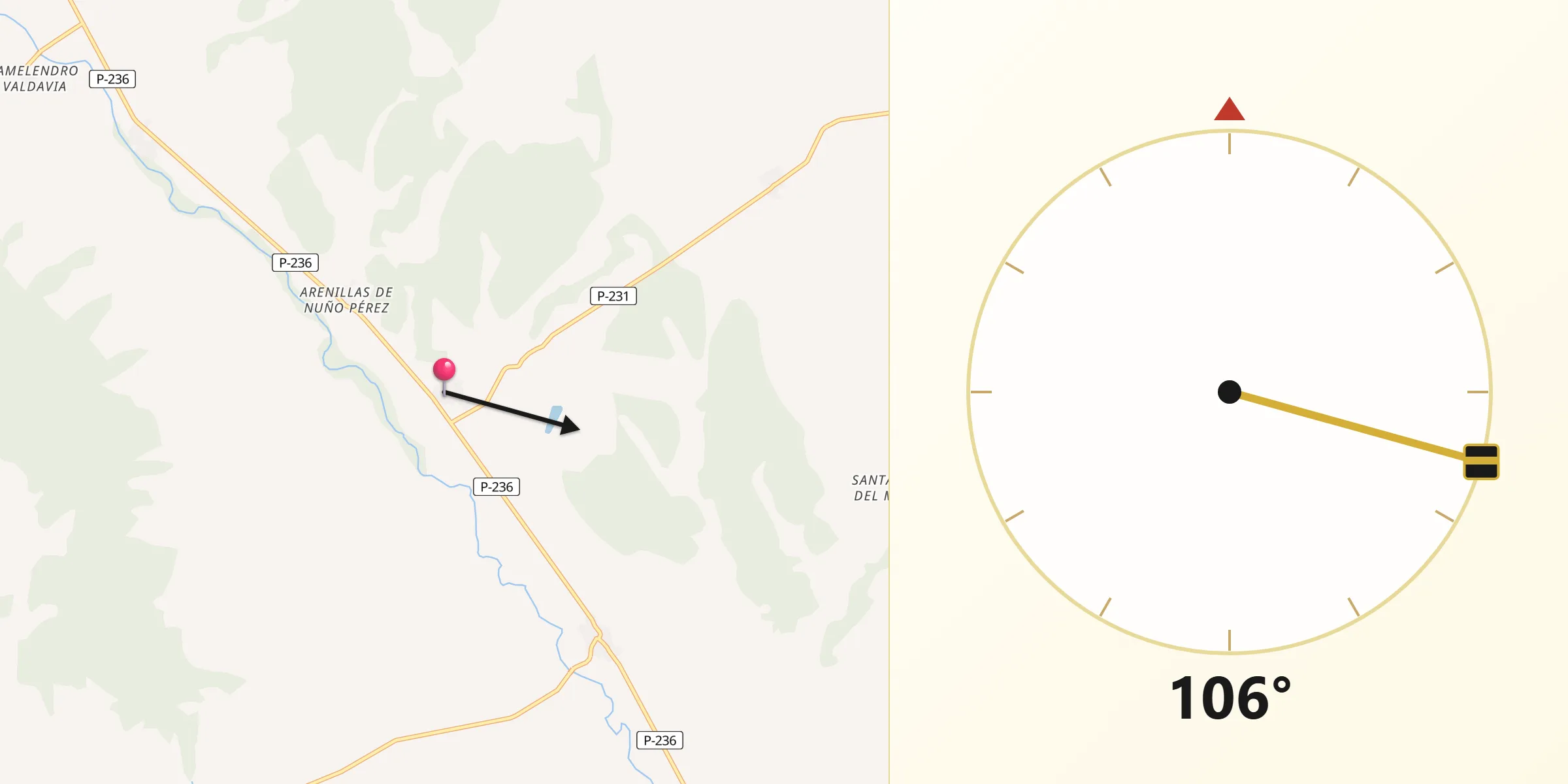 Dirección de la Qibla desde Villanuño de Valdavia