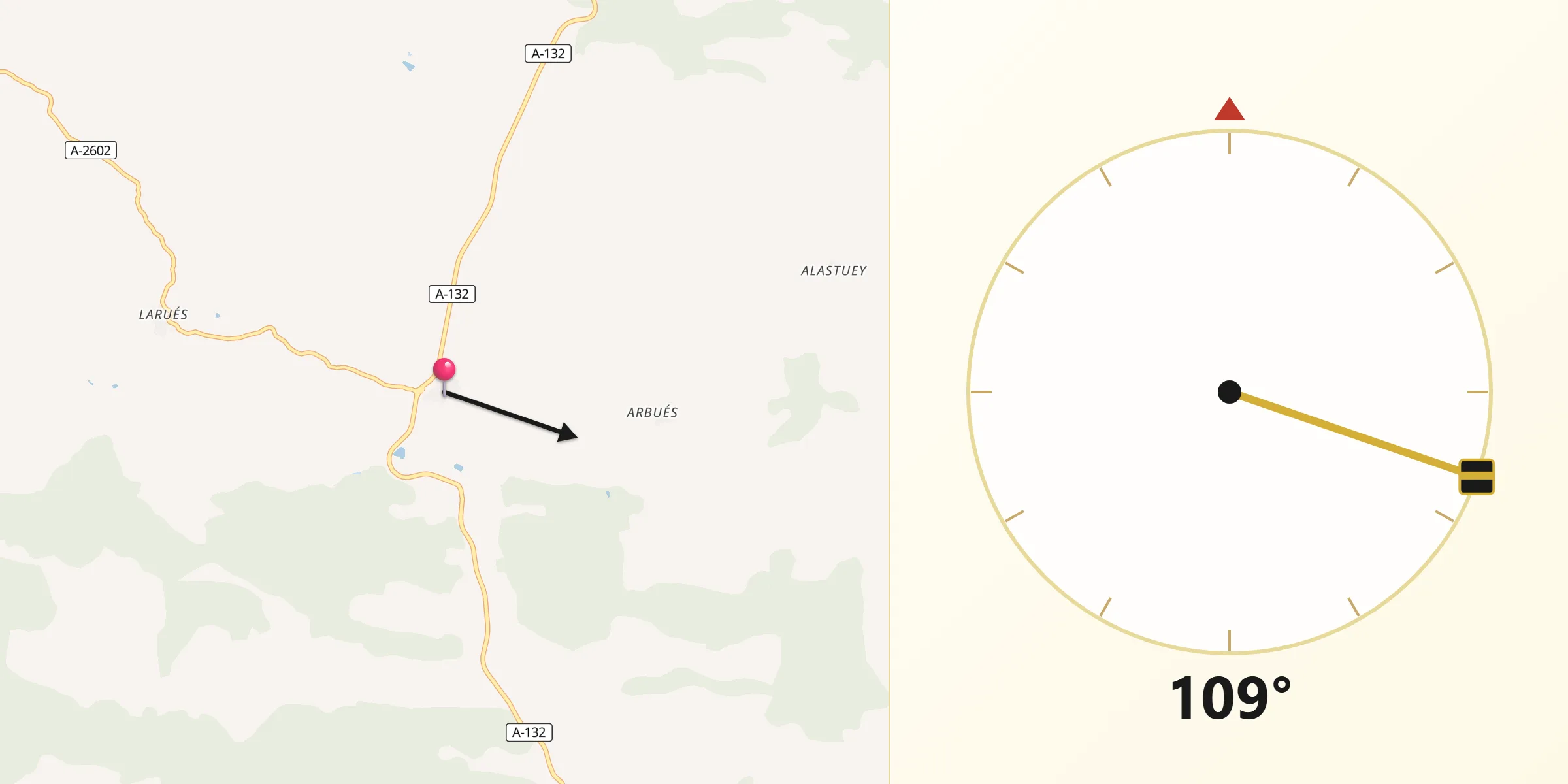 Dirección de la Qibla desde Bailo