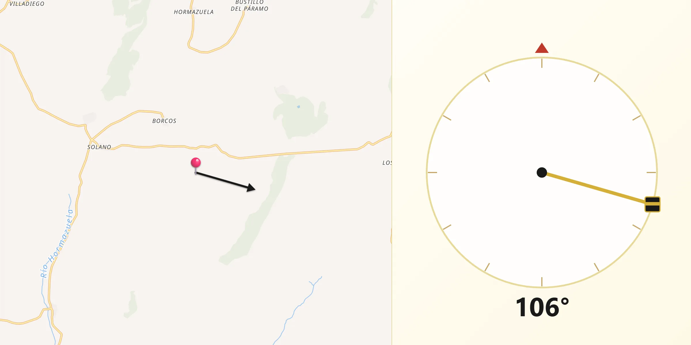 Dirección de la Qibla desde Las Hormazas