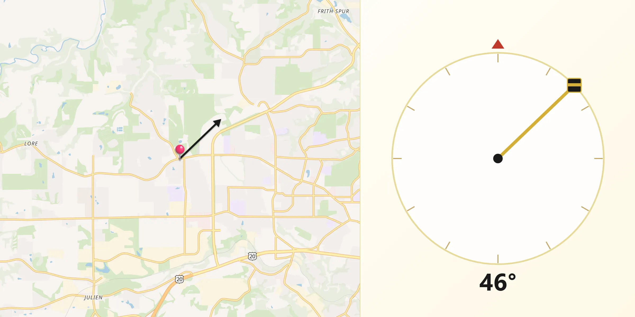 Qibla Direction from Asbury