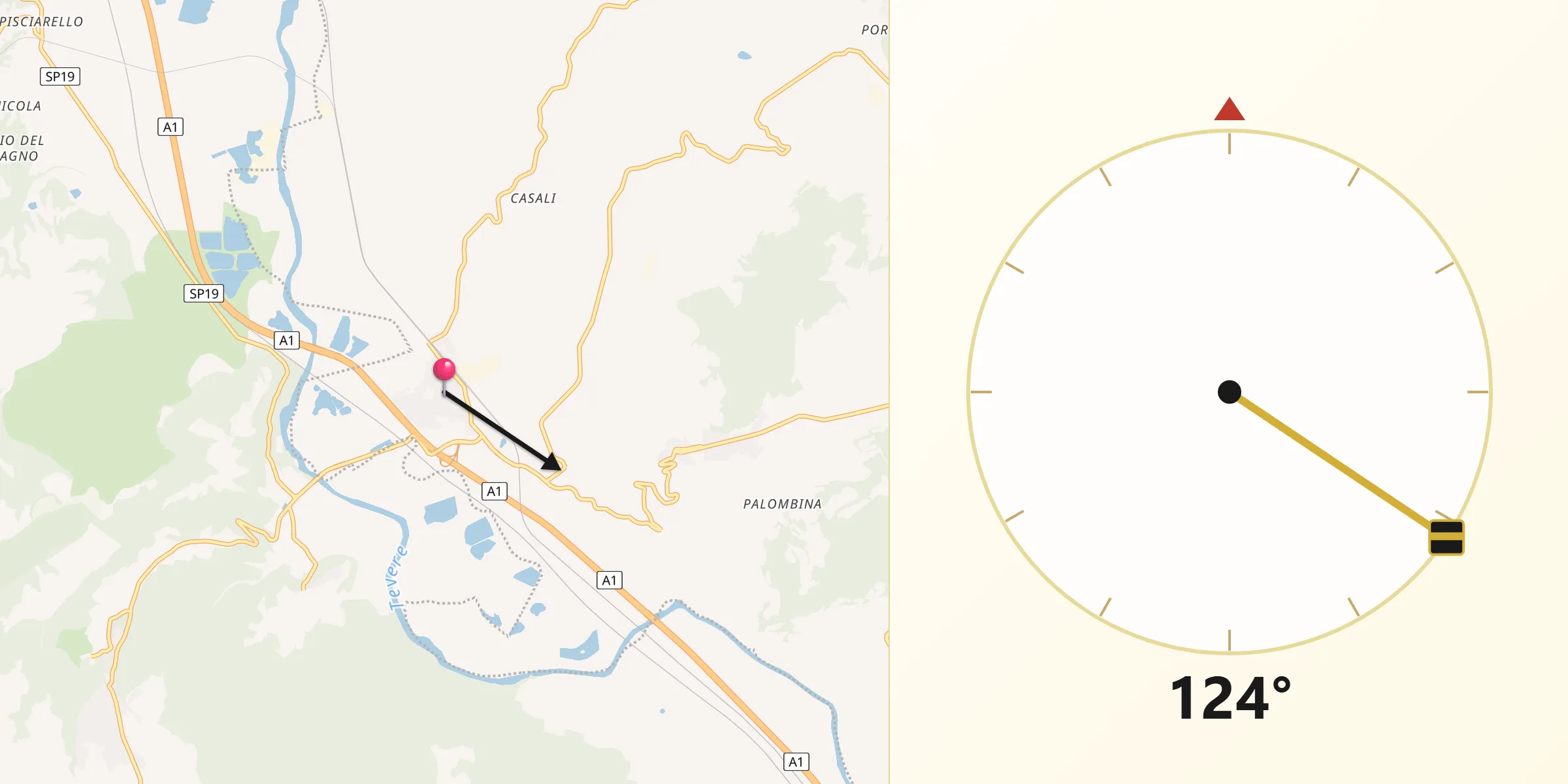 Direzione della Qibla da Attigliano