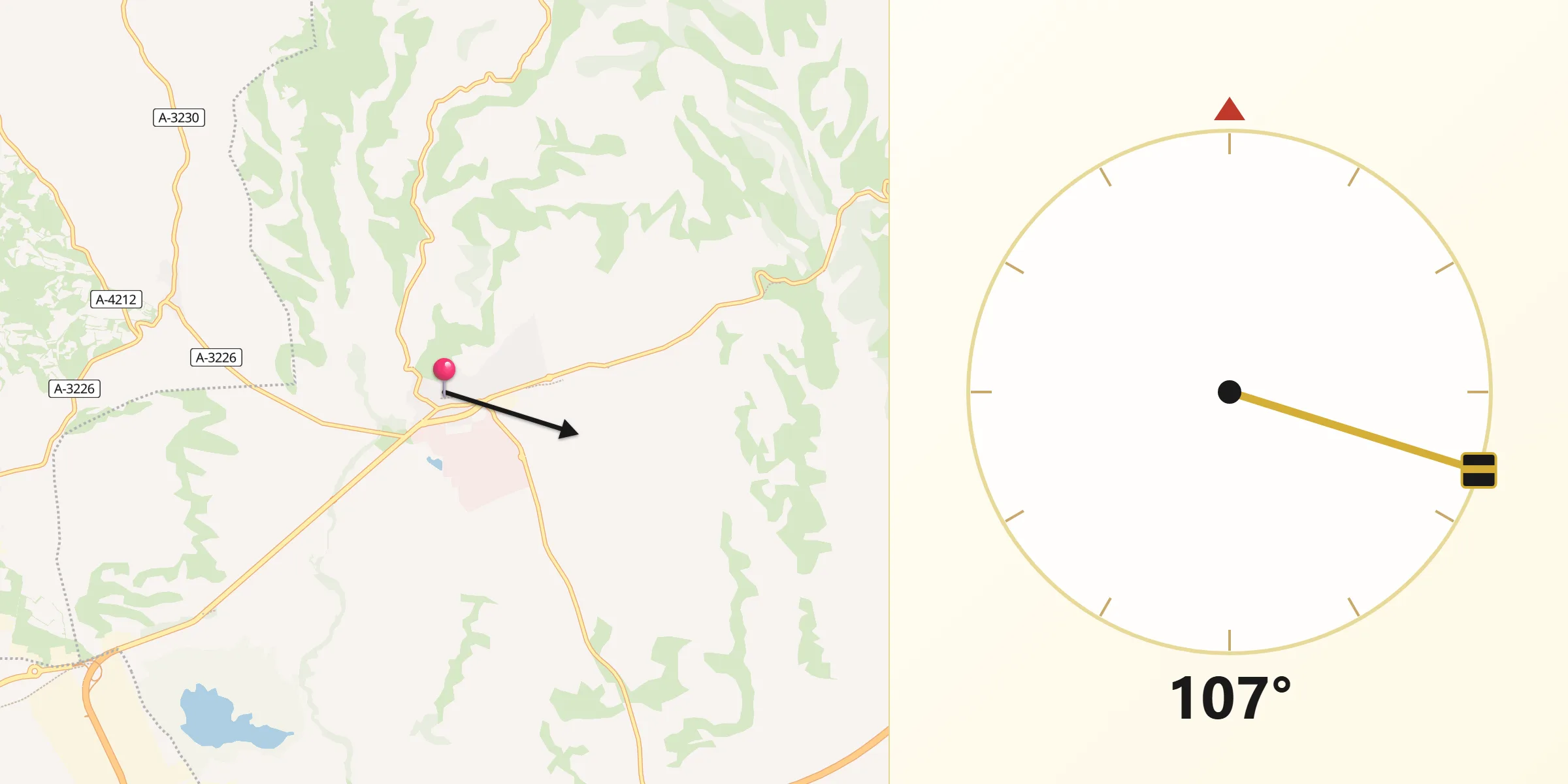 Dirección de la Qibla desde Ciudad de Viana