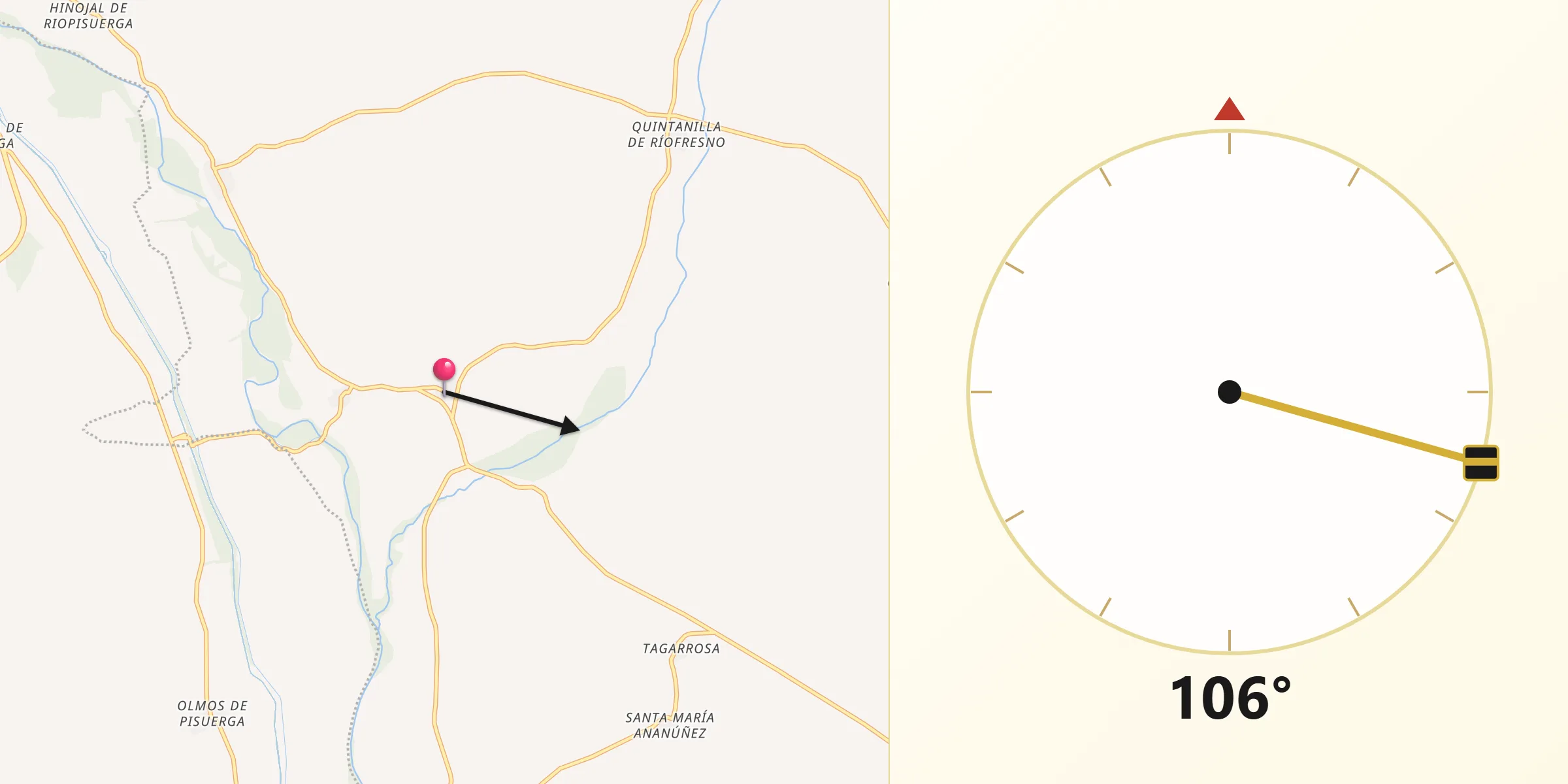 Dirección de la Qibla desde Rezmondo