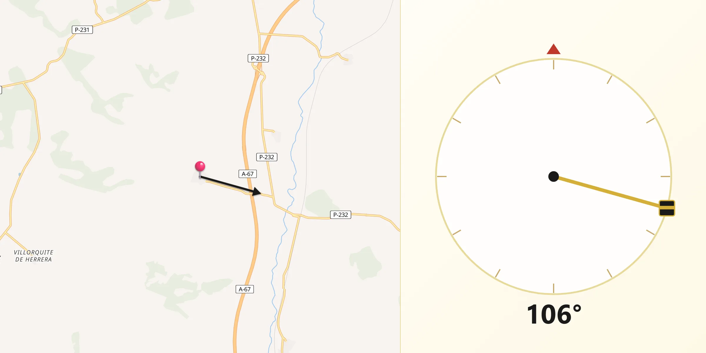 Dirección de la Qibla desde Villaprovedo