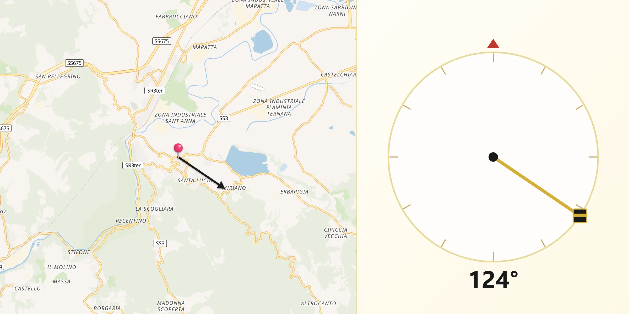 Direzione della Qibla da Narni