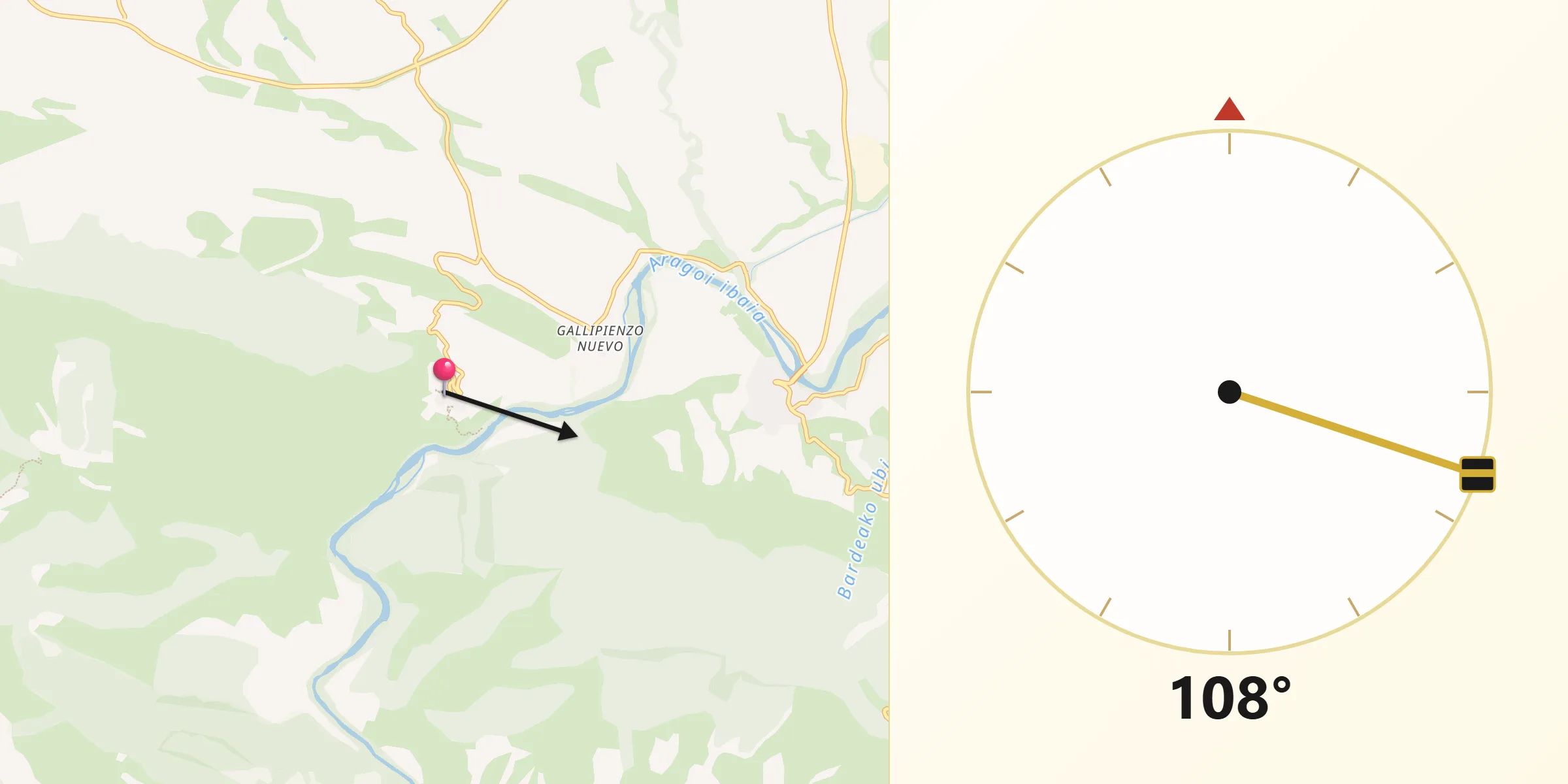 Dirección de la Qibla desde Gallipienzo