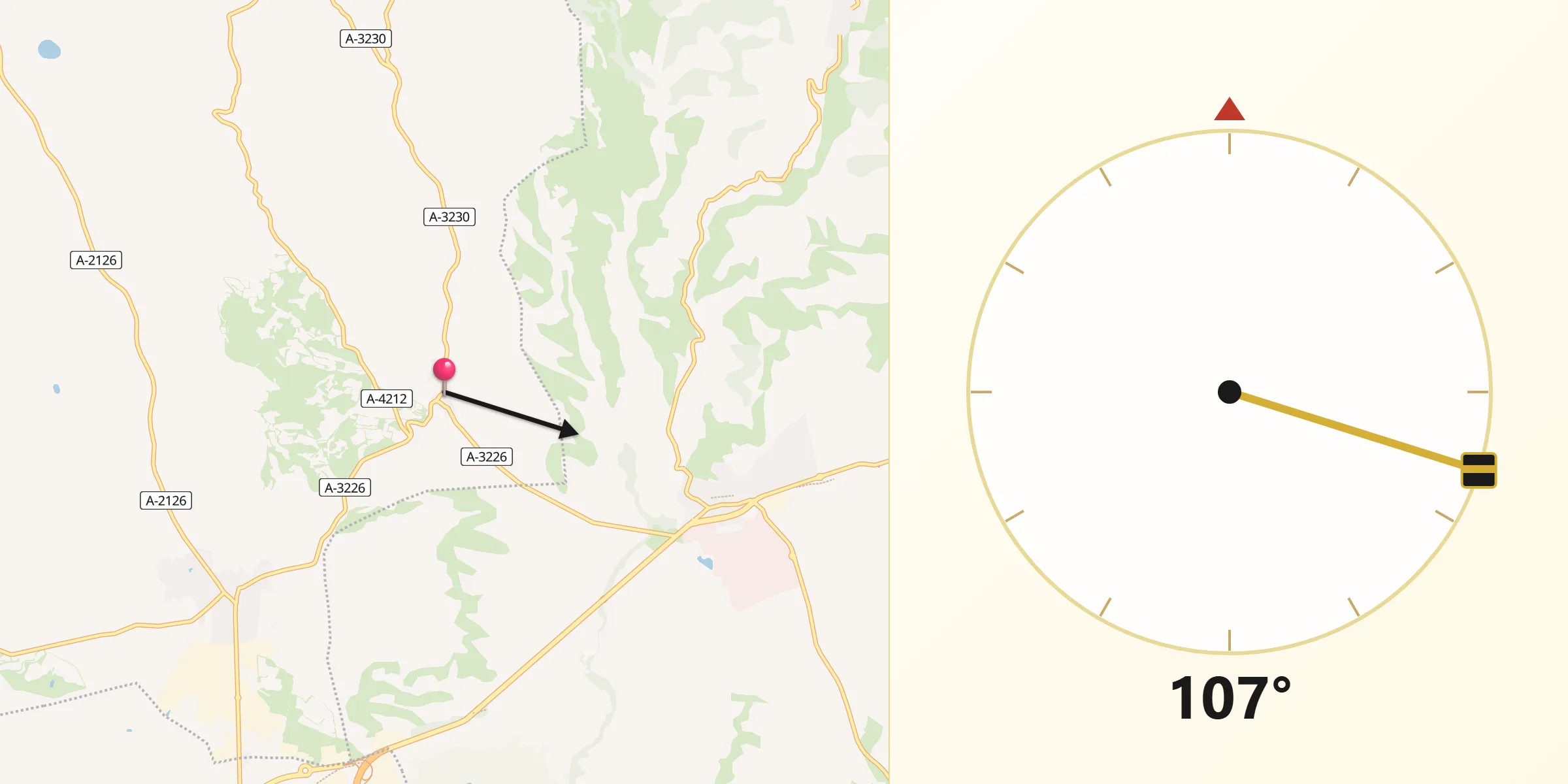 Dirección de la Qibla desde Moreda de Álava/Moreda Araba