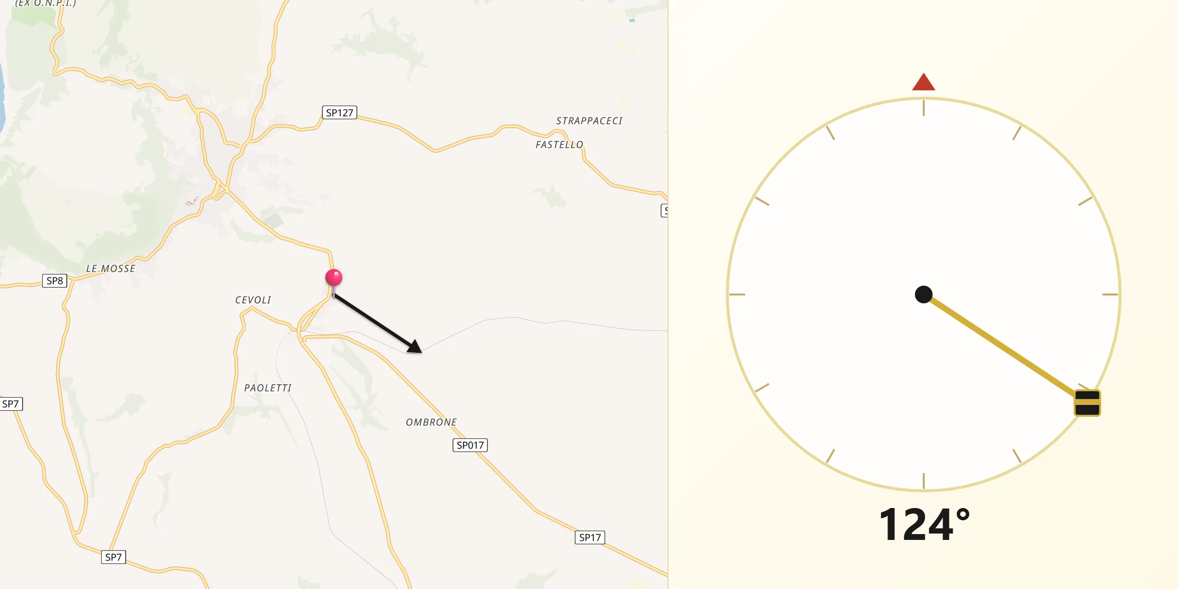 Direzione della Qibla da Zepponami