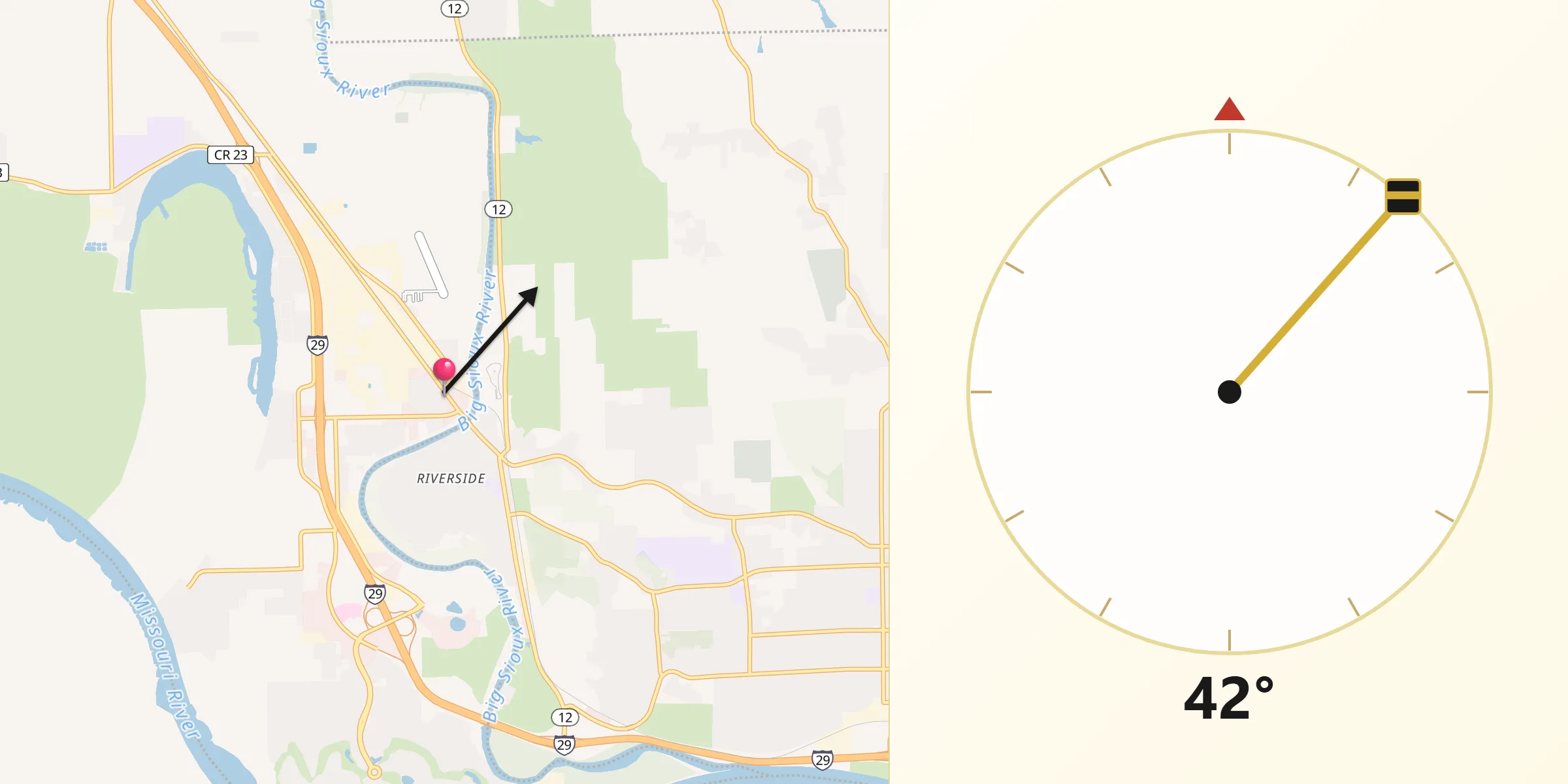 Qibla Direction from North Sioux City