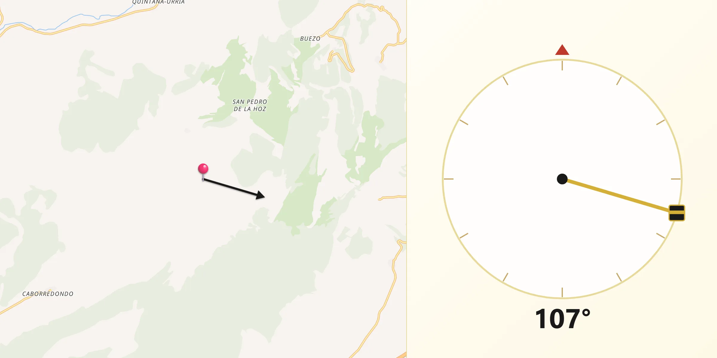 Dirección de la Qibla desde Galbarros
