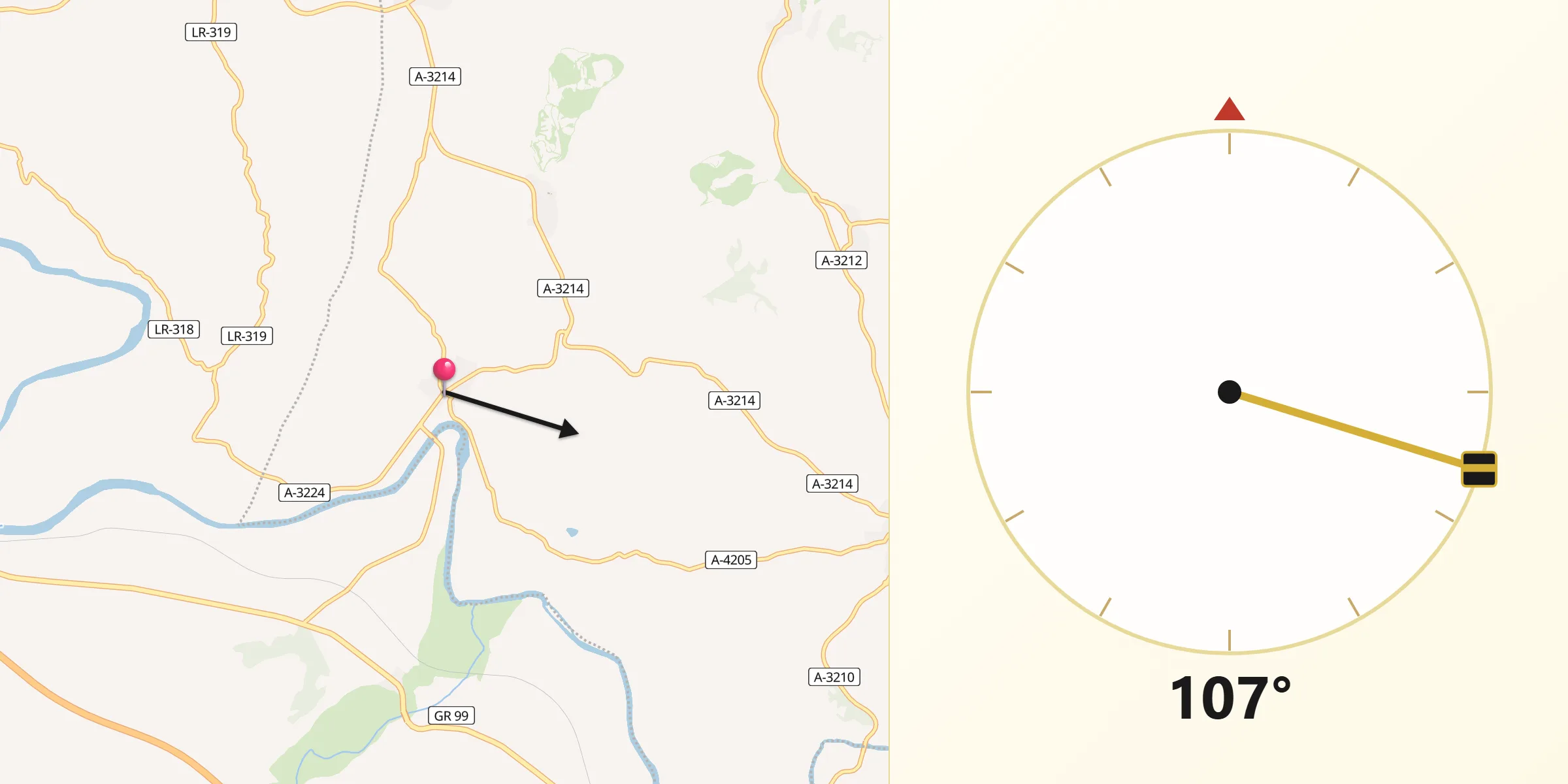 Dirección de la Qibla desde Baños de Ebro/Mañueta