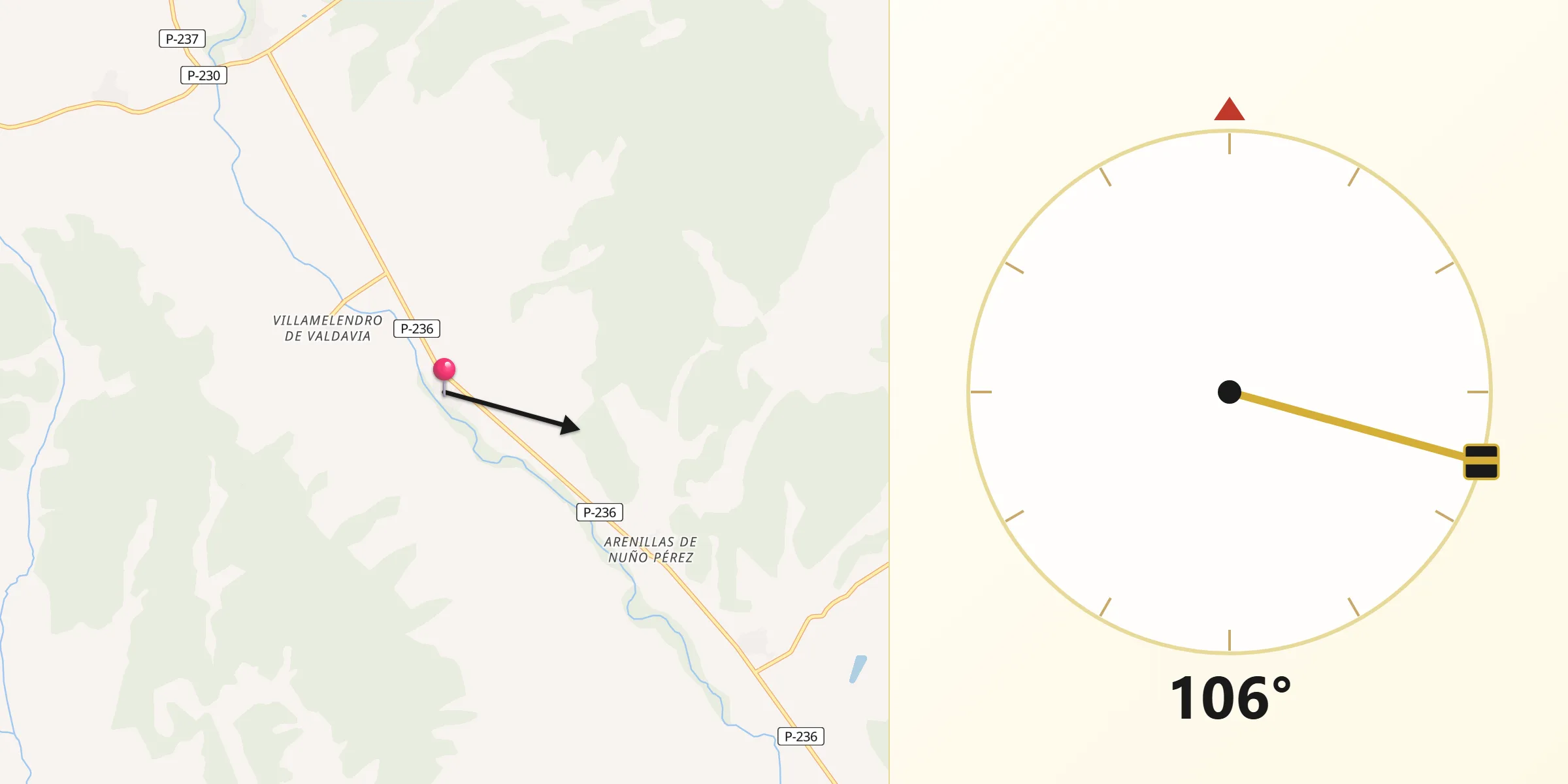 Dirección de la Qibla desde Villasila de Valdavia