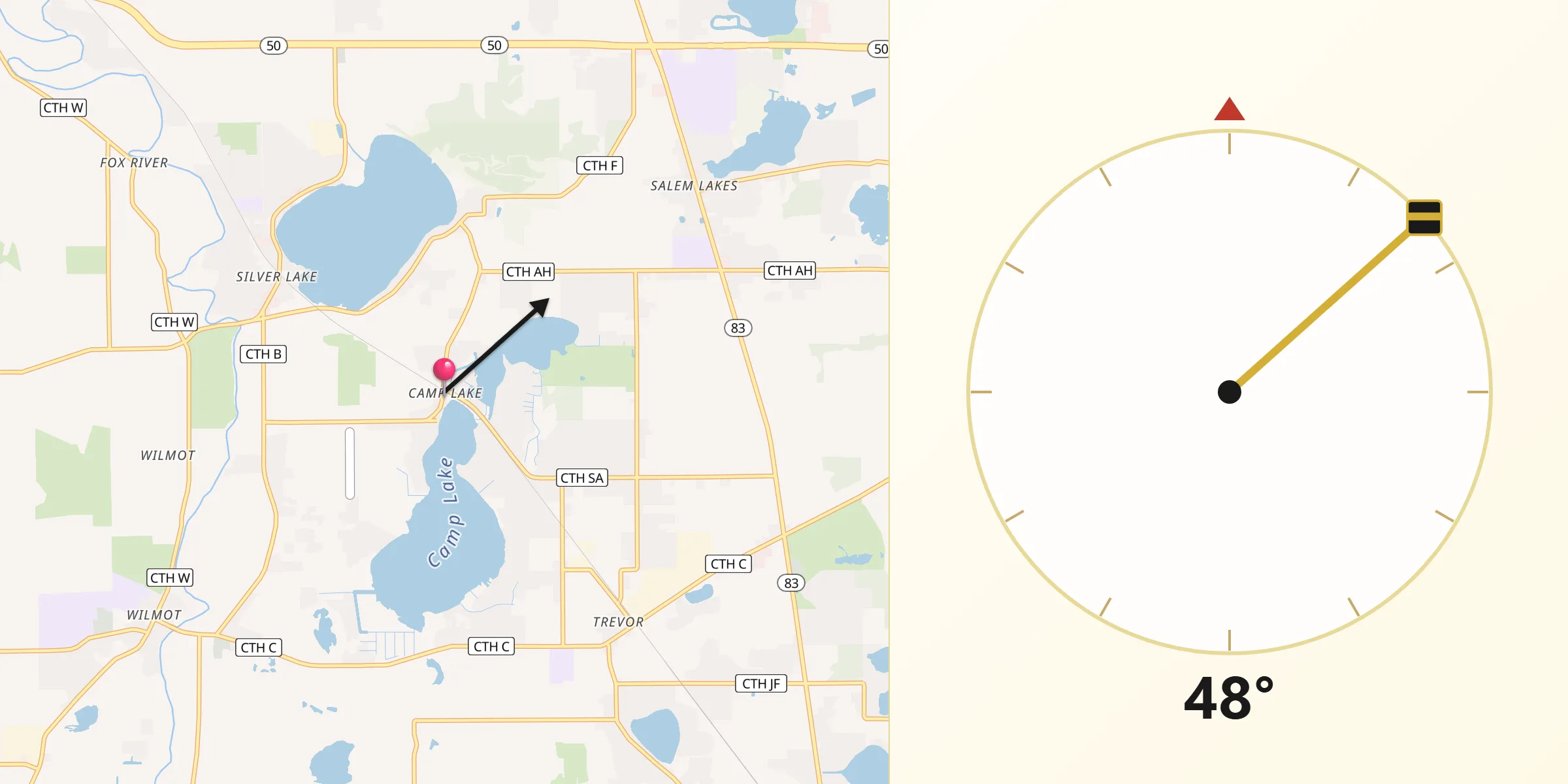 Qibla Direction from Camp Lake