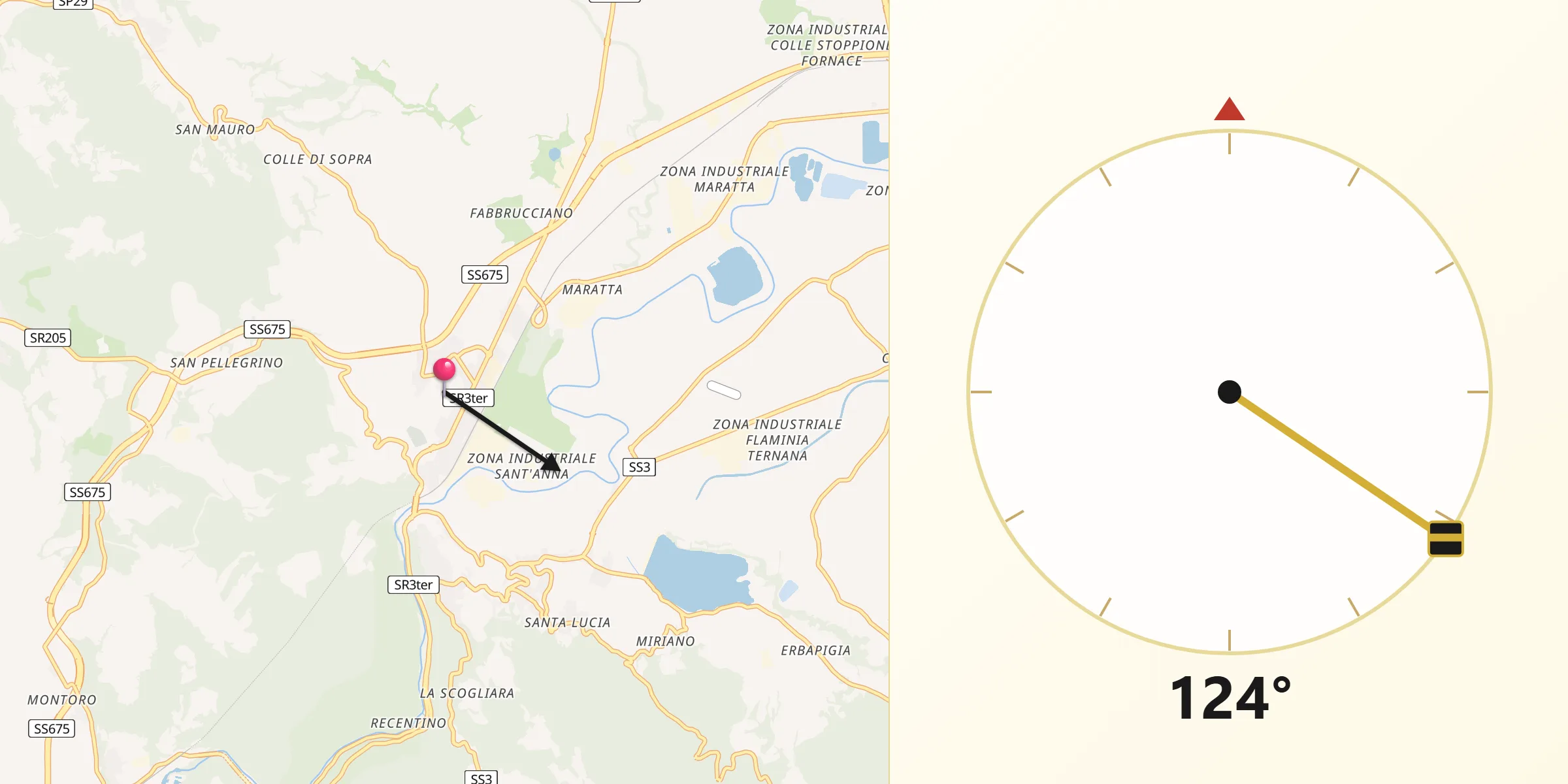 Direzione della Qibla da Narni Scalo