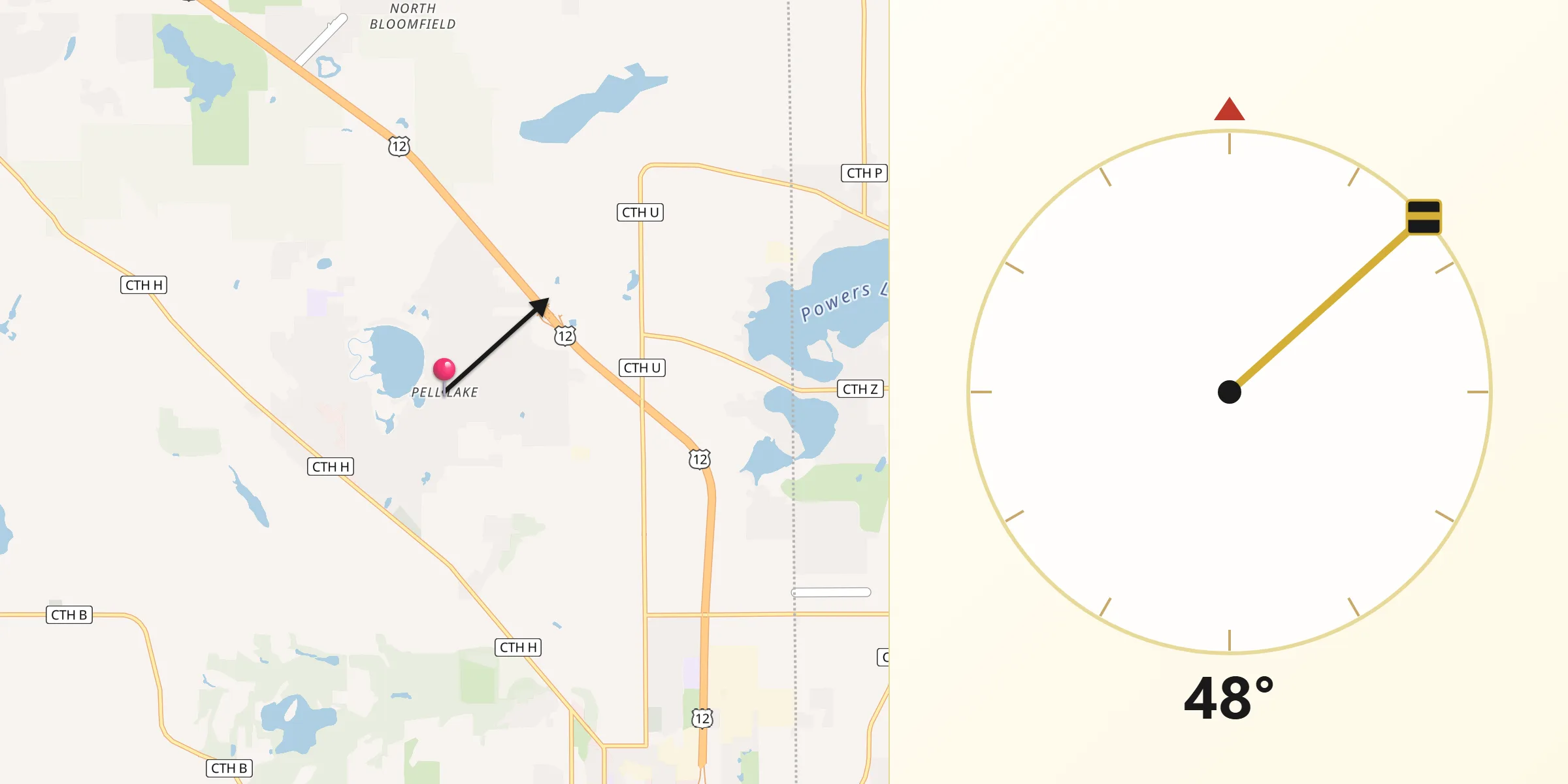 Qibla Direction from Pell Lake