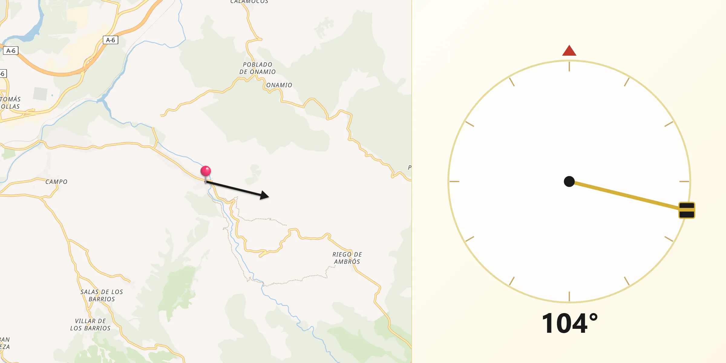 Dirección de la Qibla desde Molinaseca