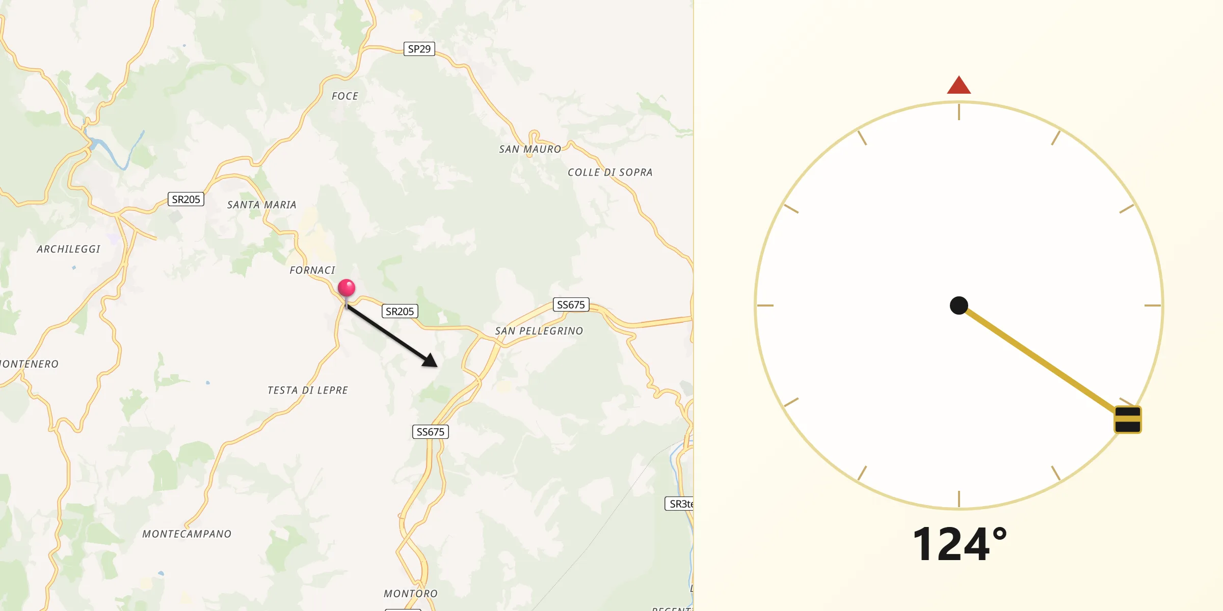 Direzione della Qibla da Fornole