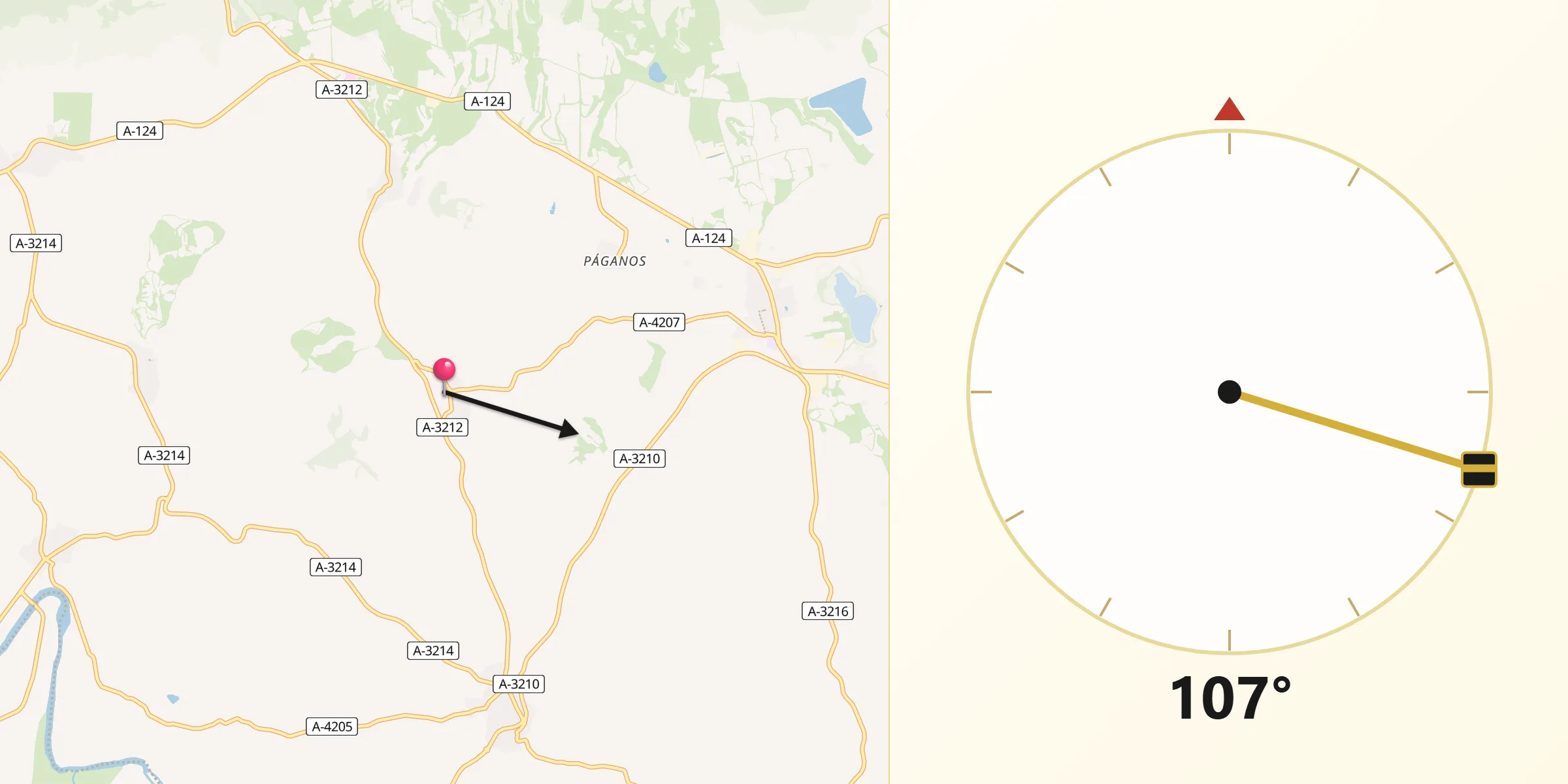 Dirección de la Qibla desde Navaridas